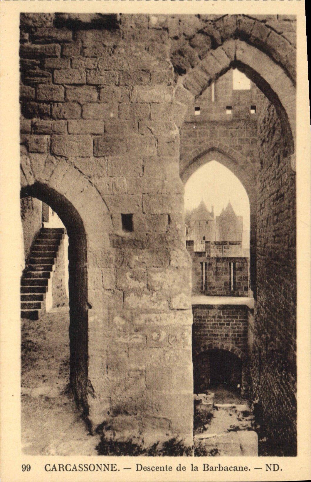 Pendiente de Corcassonne de la POSTAL de la VENDIMIA de la hendidura de desagüe