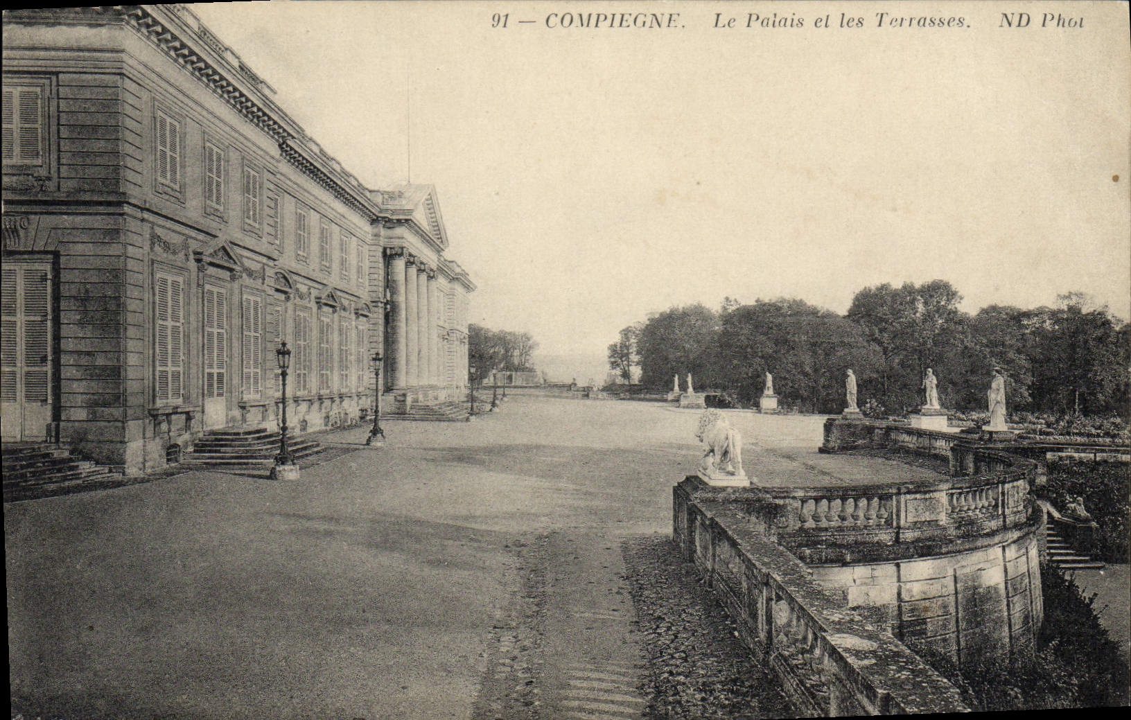 POSTAL Compiegne de la VENDIMIA el paladar y las terrazas