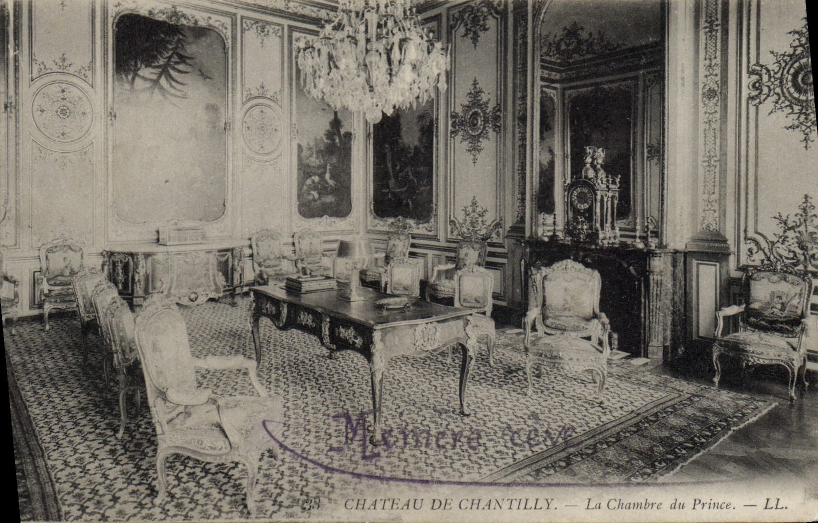 Castillo de la POSTAL de la VENDIMIA de Chantilly el cuarto del príncipe