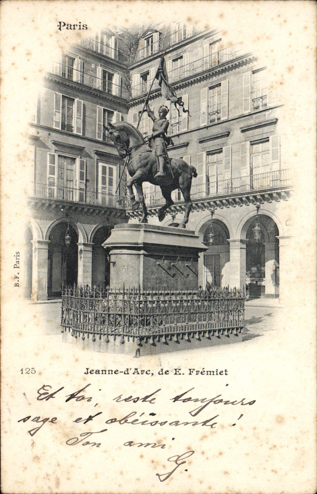 VINTAGE POSTCARD Paris Jeanne D' Arc De Fremiet