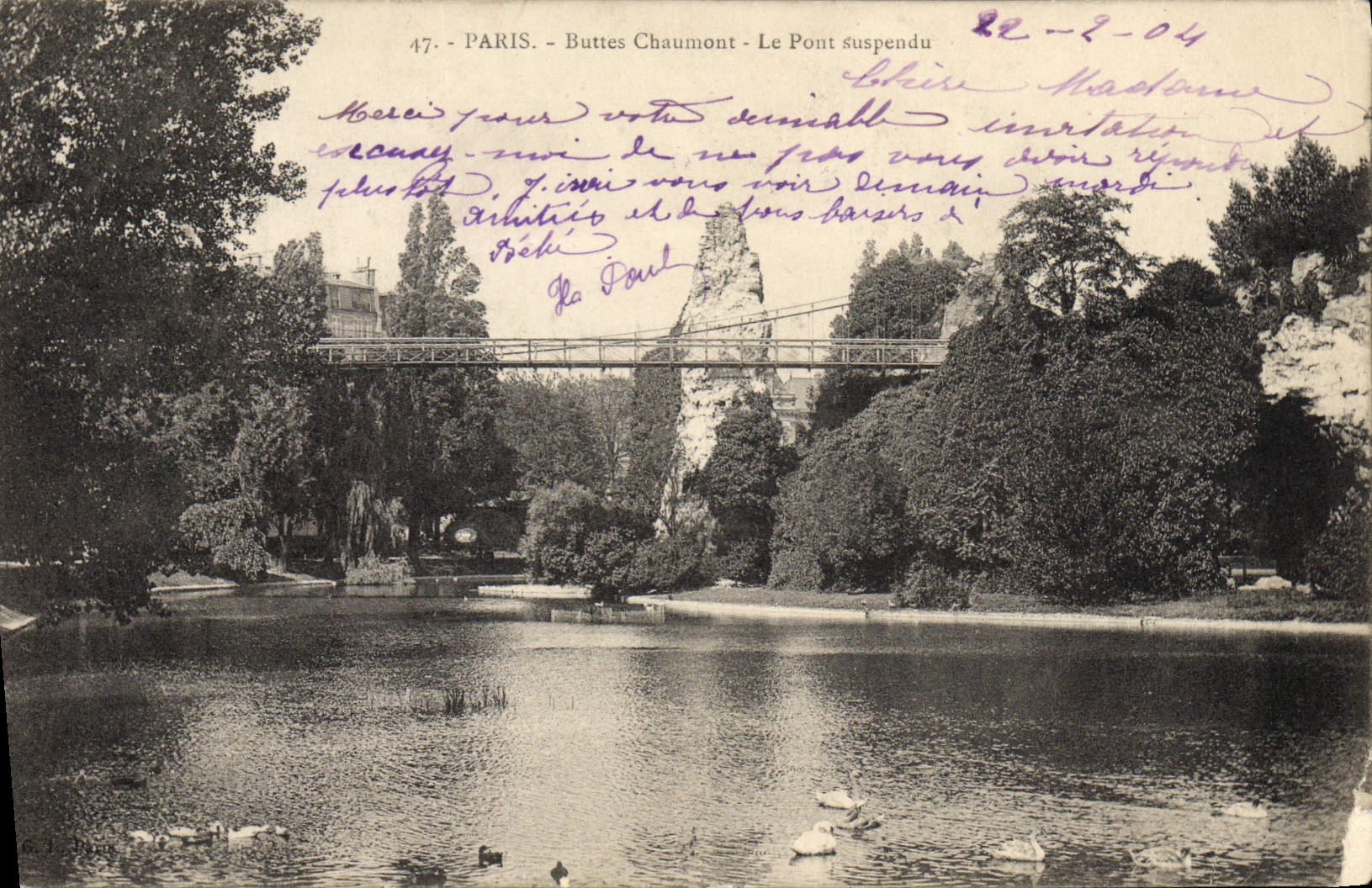 CPA Paris Buttes Chaumont Le Pont Suspendu