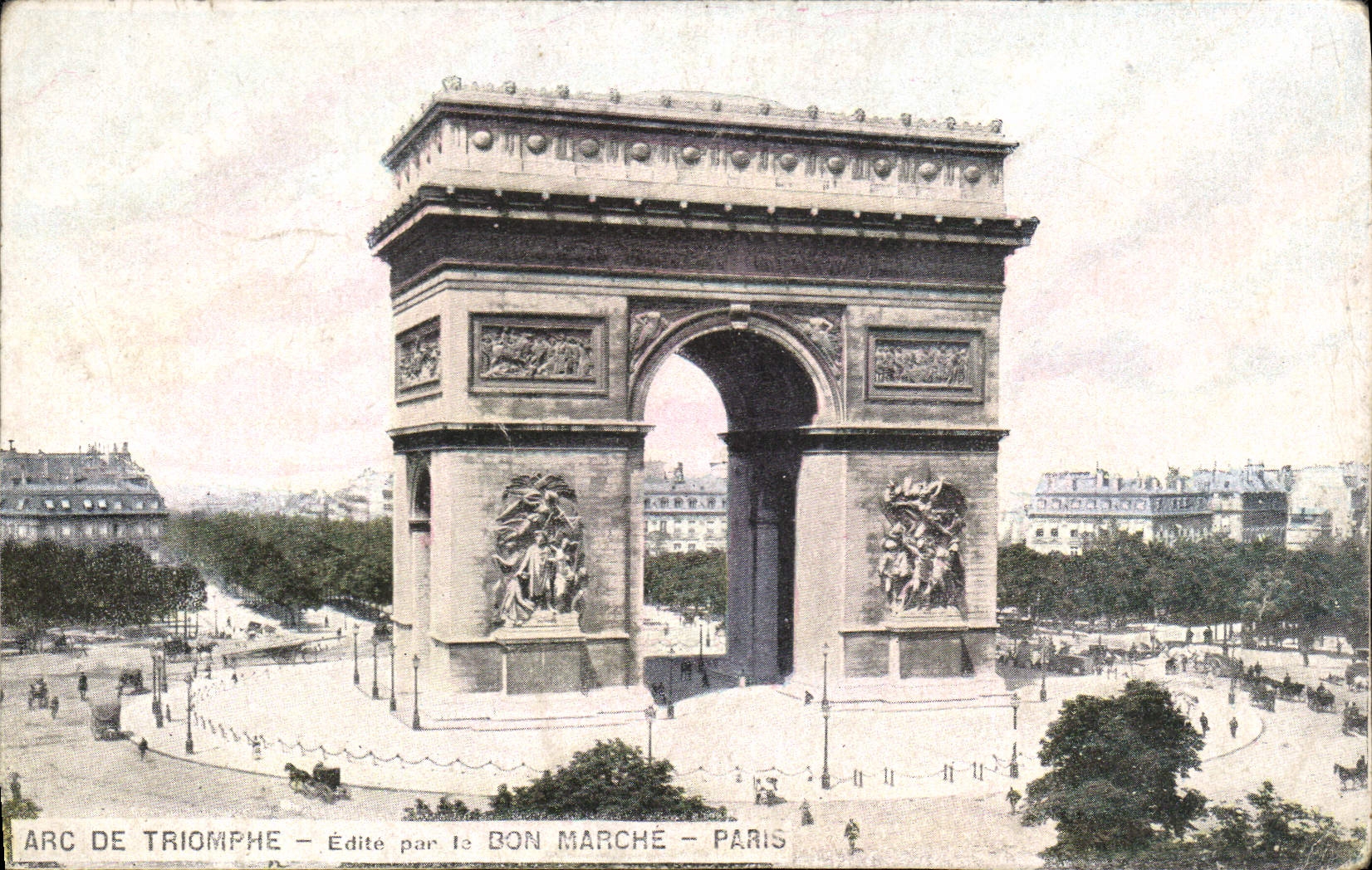 La POSTAL de la VENDIMIA Arc de Triomphe publica por el buen mercado de París
