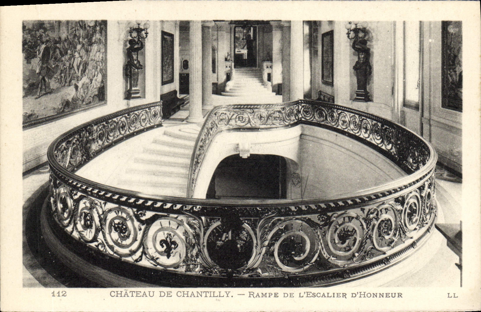 Castillo de la POSTAL de la VENDIMIA de Chantilly Crawls De Lescalier D' Honneur