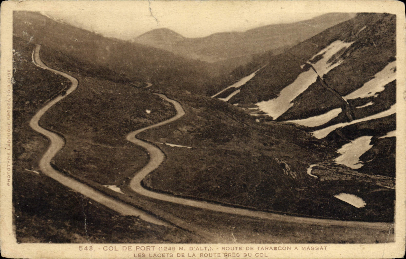 VINTAGE POSTCARD Col Of Port Road De Taracon has Massat the laces of the road close to the Collar