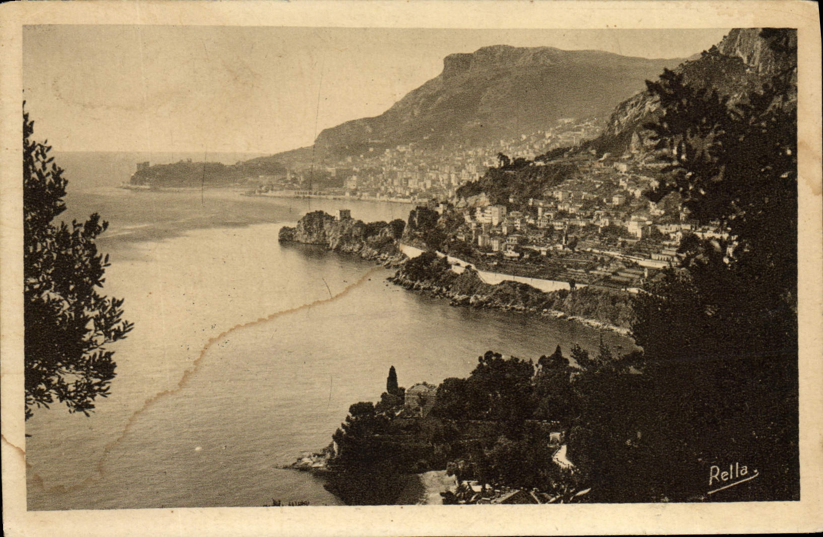 VINTAGE POSTCARD the Principality of Monaco Seen De Roquebrune