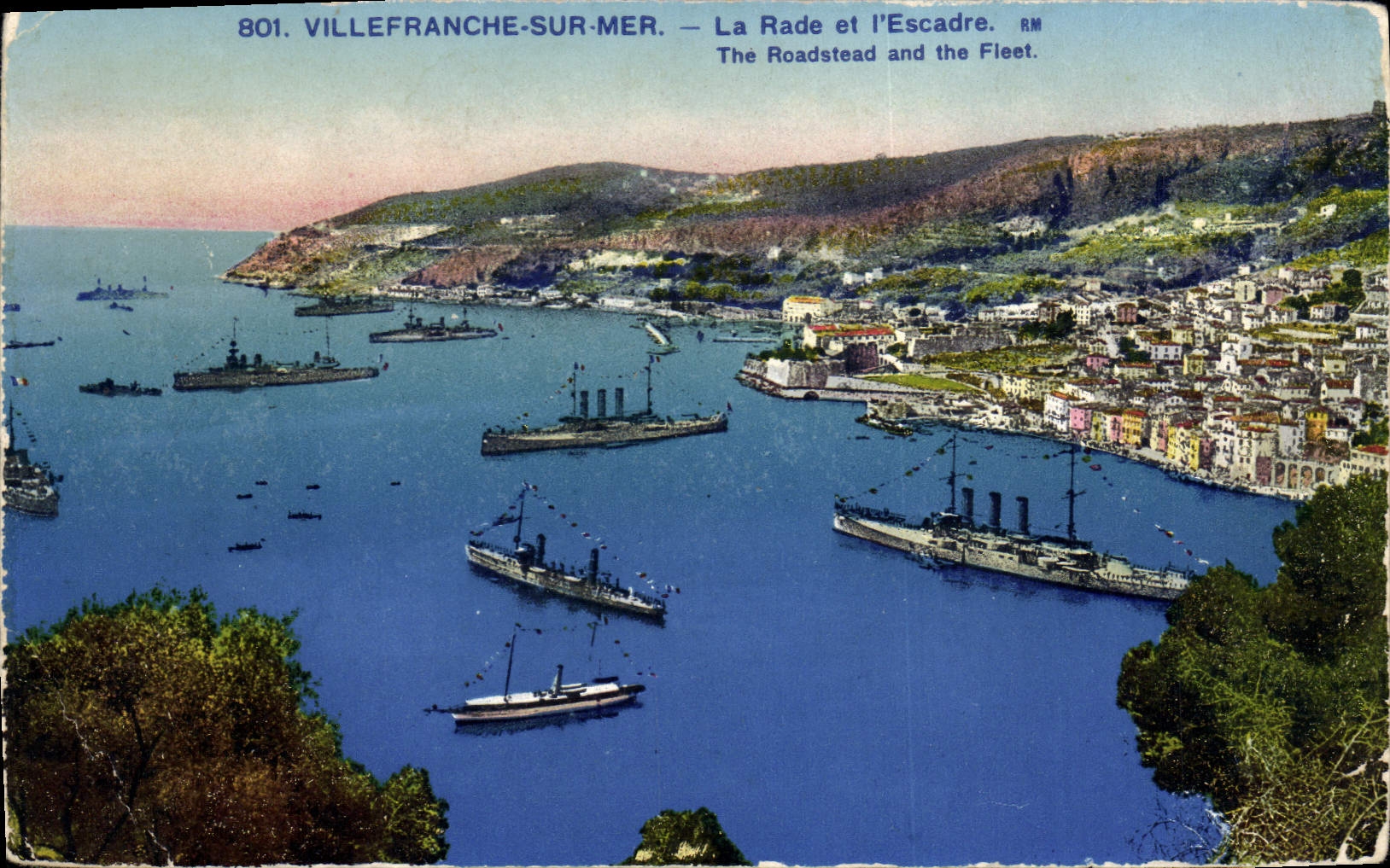 CPA Villefranche Sur Mer La Rade Et I'Escadre Bateaux
