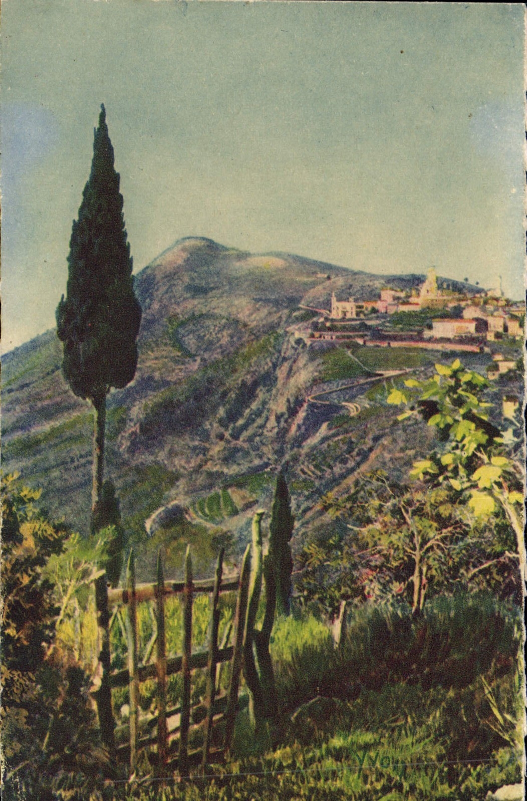 CPA La Douce France Le Village De La Turbie Vu De La Grande Corniche