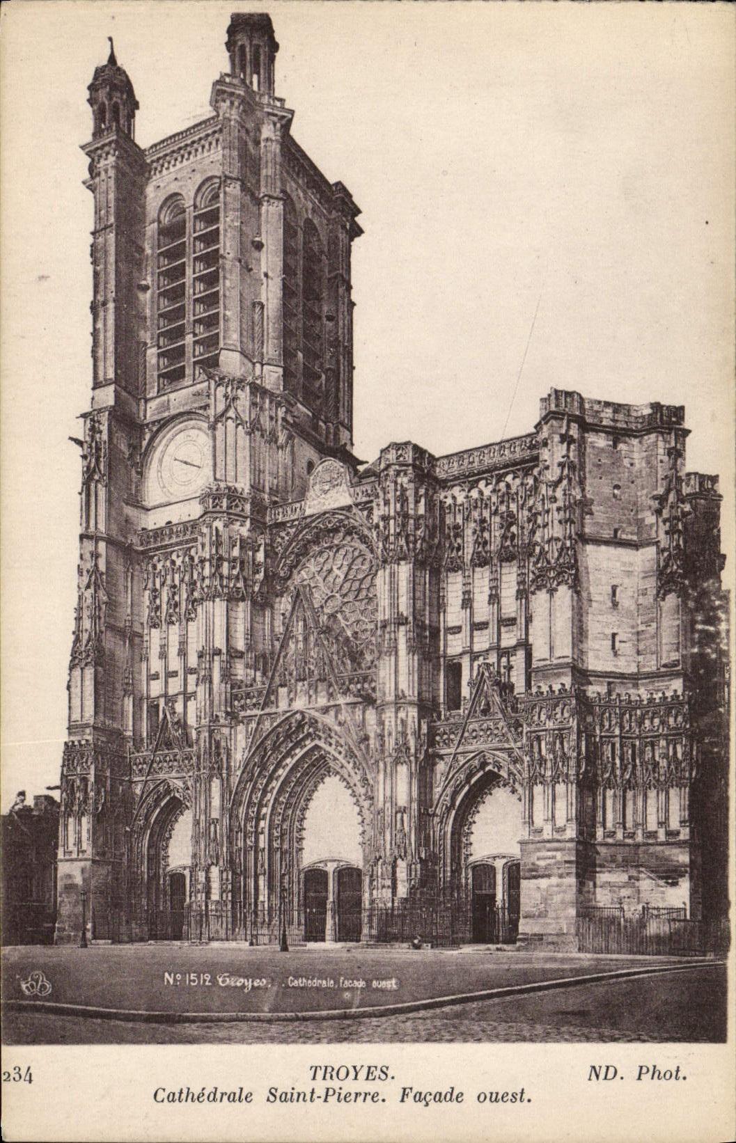 VINTAGE POSTCARD Troyes Cathedral Saint Pierre Western Frontage