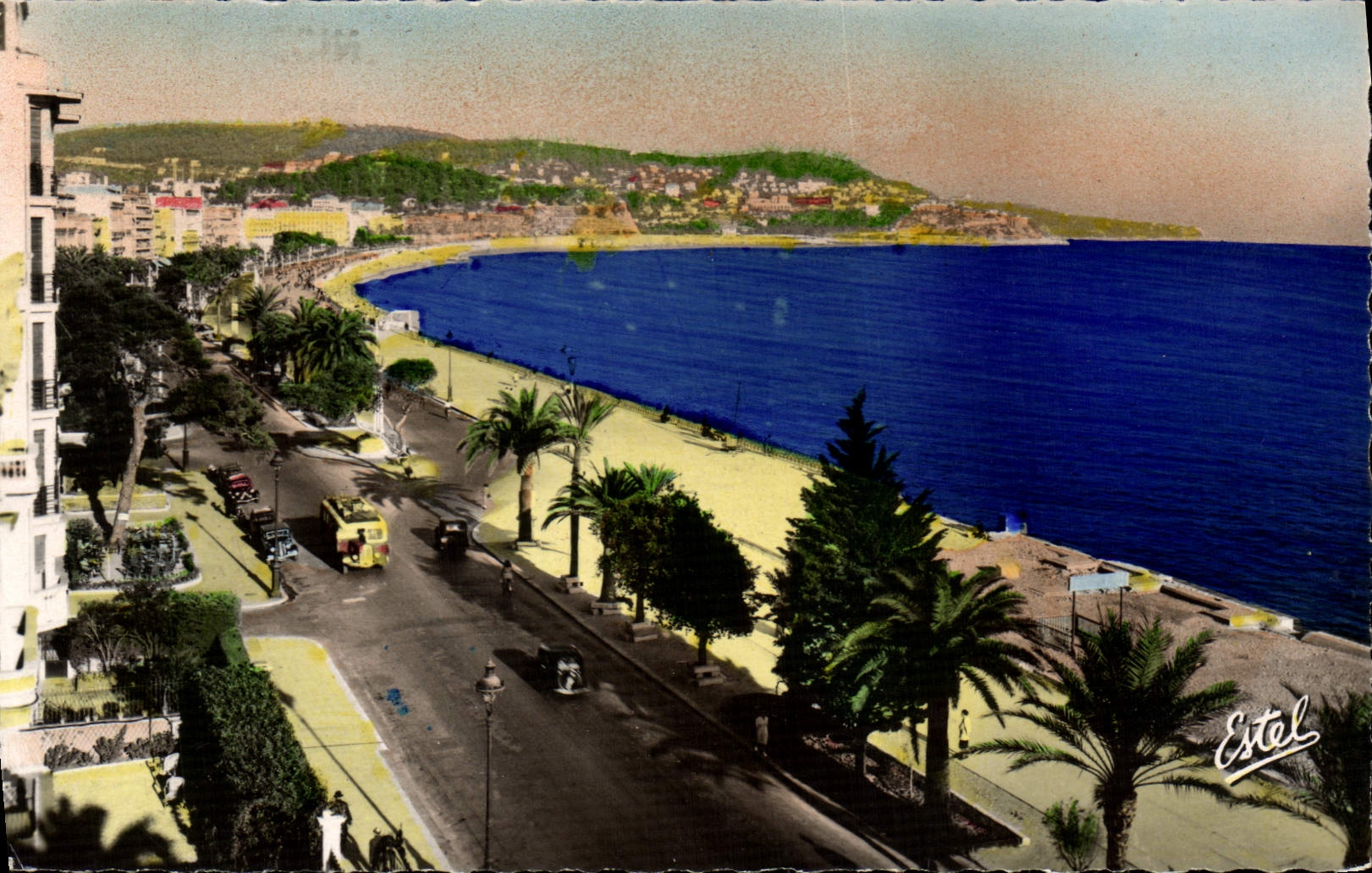 POSTAL MODERNA Niza la caminata del inglés y el punto del montaje del boro