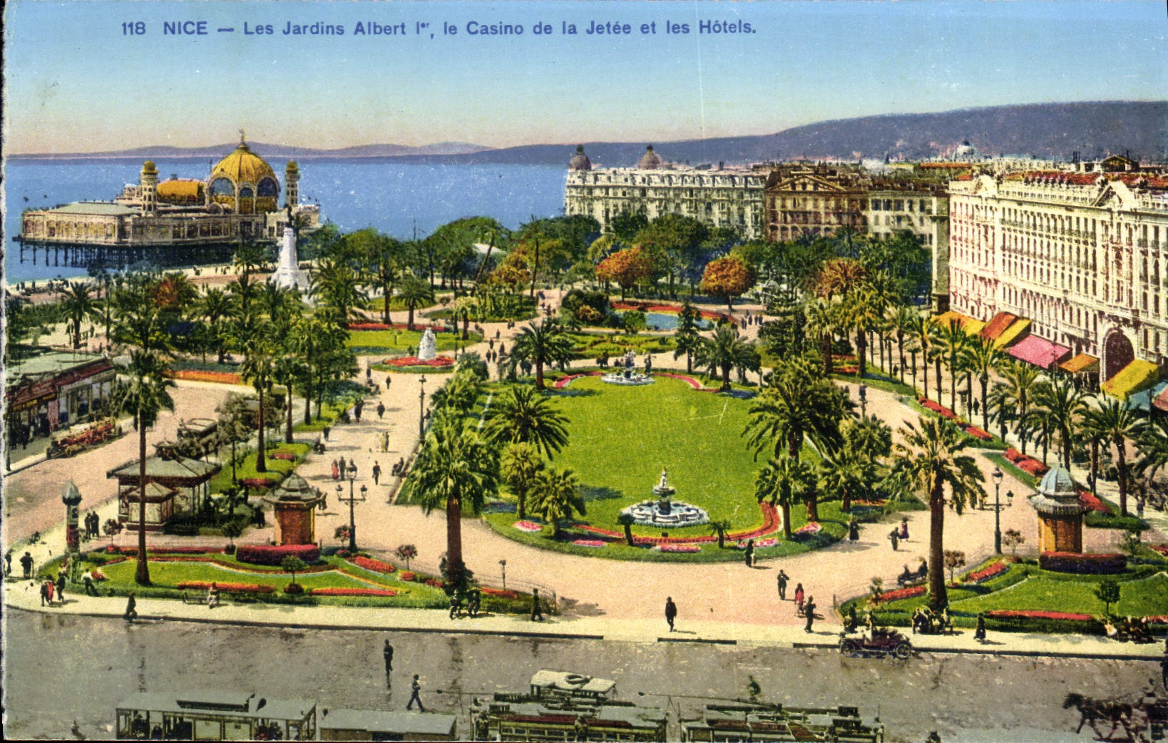 VINTAGE POSTCARD Nice the Gardens Albert the 1st Casino Of the Pier And Hotels