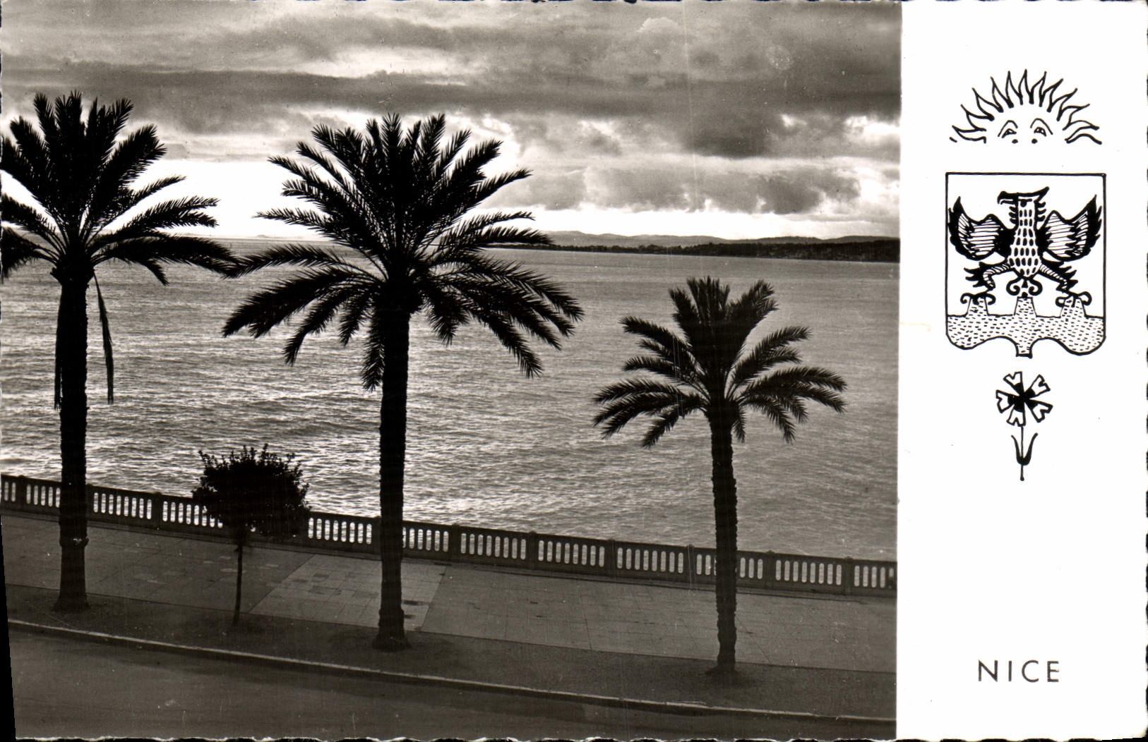 POSTAL MODERNA Niza puesta del sol en la caminata del inglés