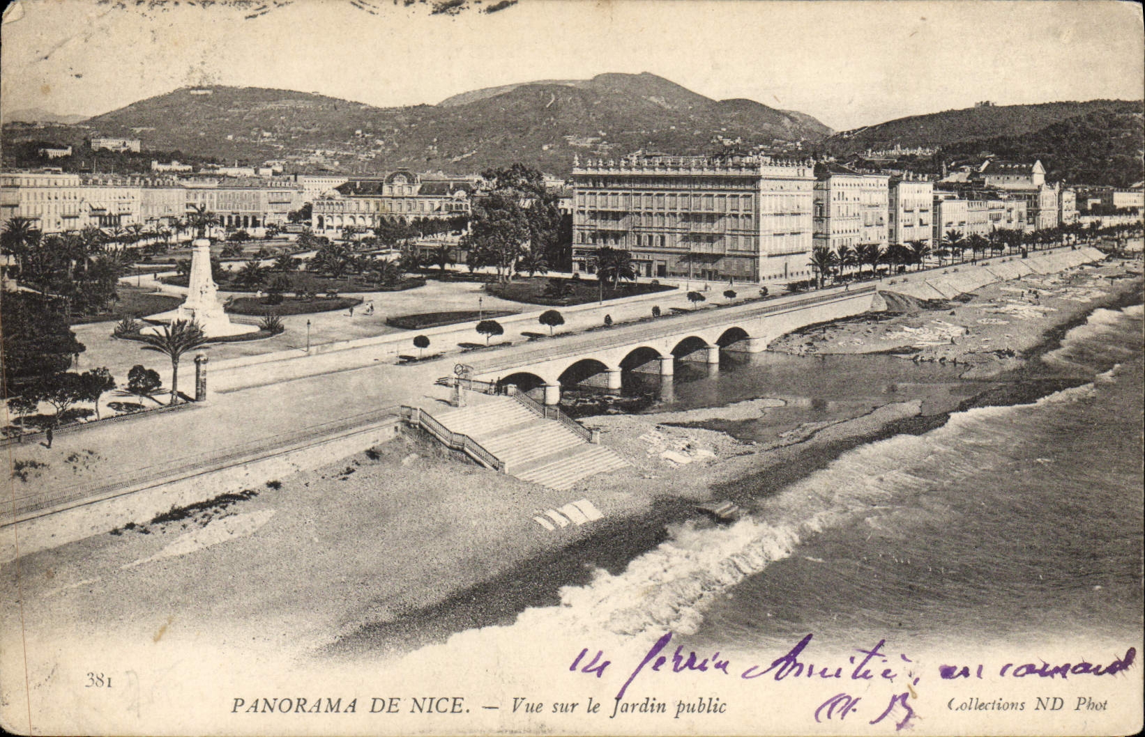 VINTAGE POSTCARD Panorama Of Nice Seen On the Public garden