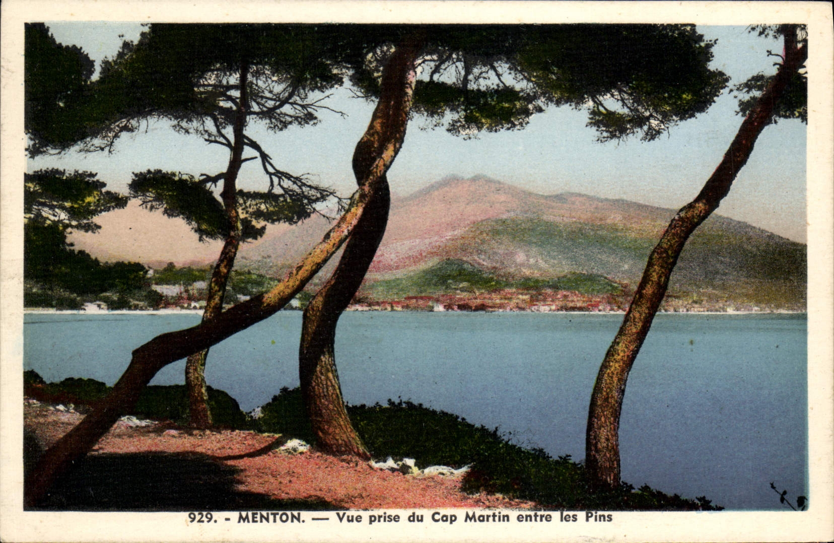 VINTAGE POSTCARD Menton Seen from Of the Cape Martin Enters the Pines