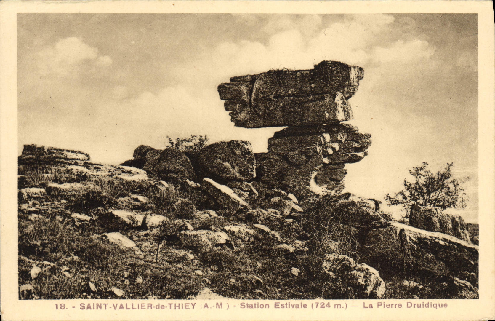 VINTAGE POSTCARD Holy Vallier De Thiey Estival Station druidic stone
