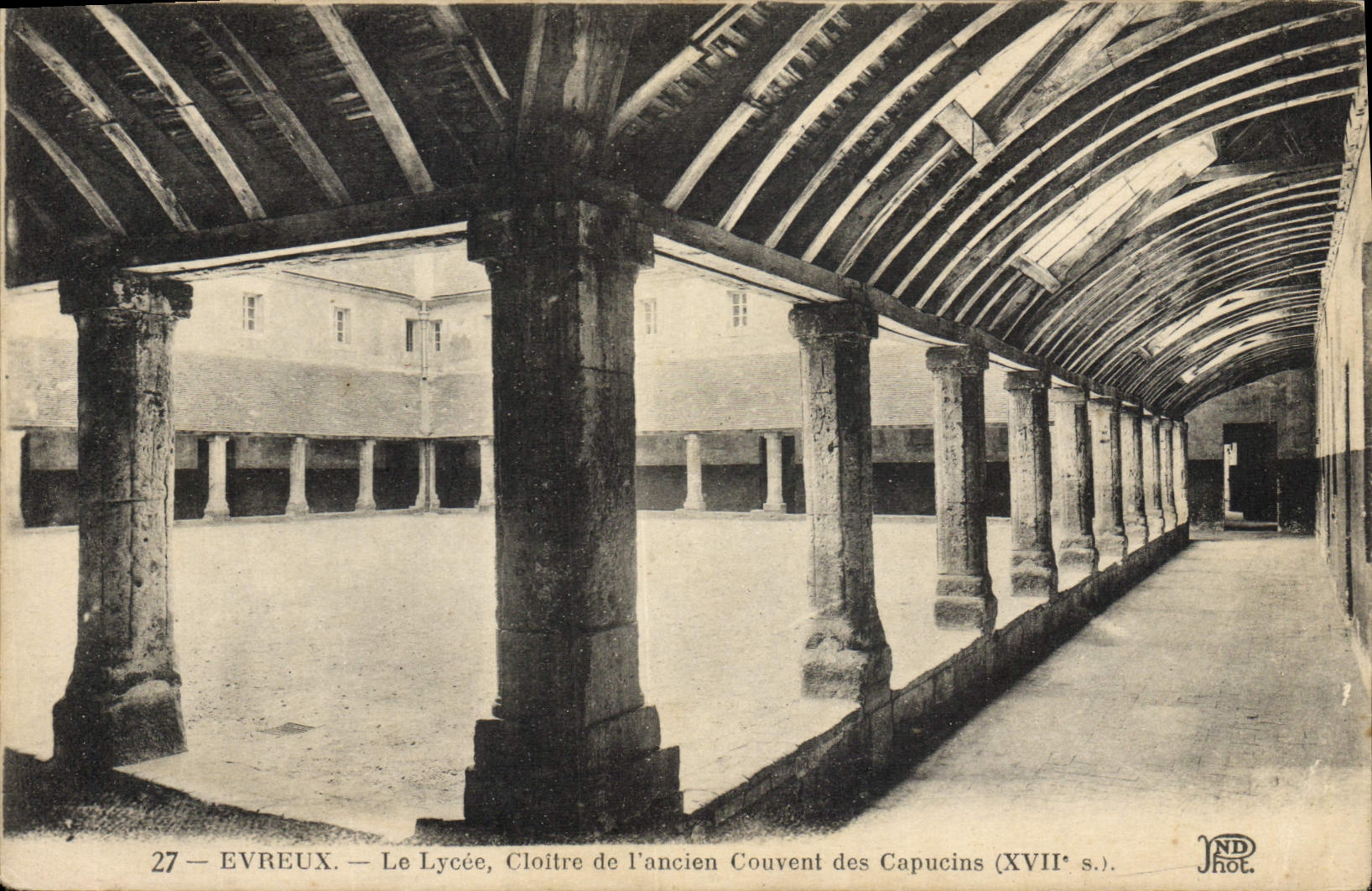 VINTAGE POSTCARD Evreux the College Cloister of the old convent of the Capuchins