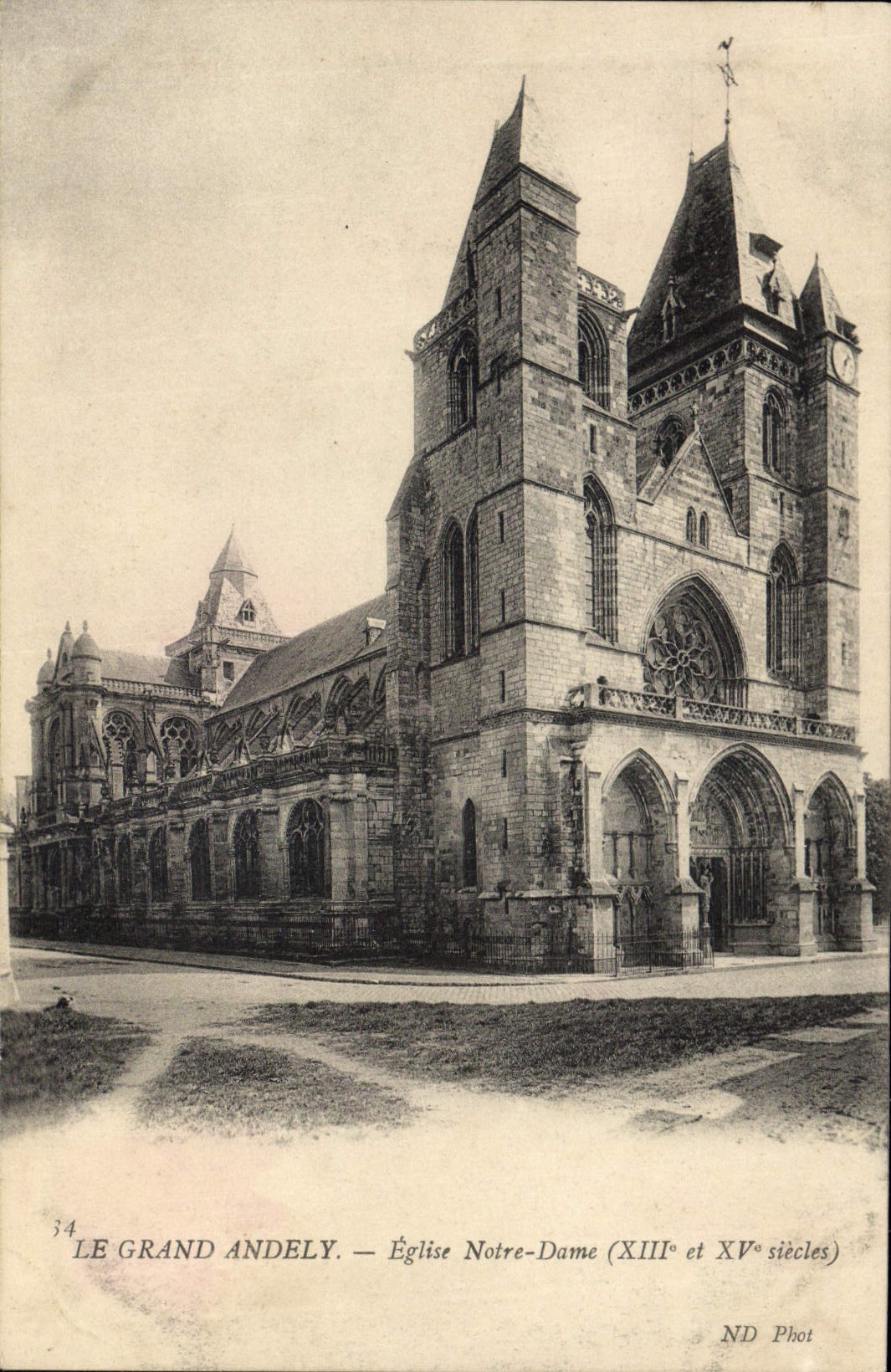 VINTAGE POSTCARD Large Andely Notre Dame Church
