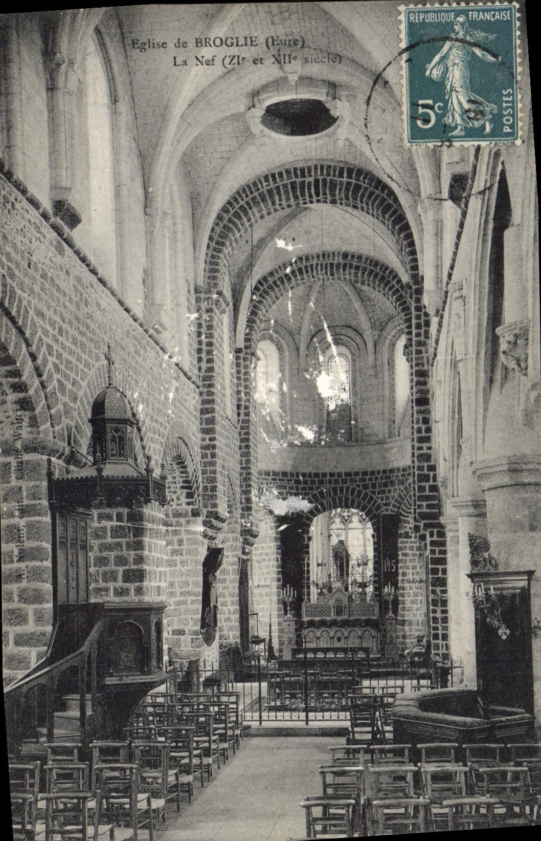 VINTAGE POSTCARD Church of Broglie the Nave