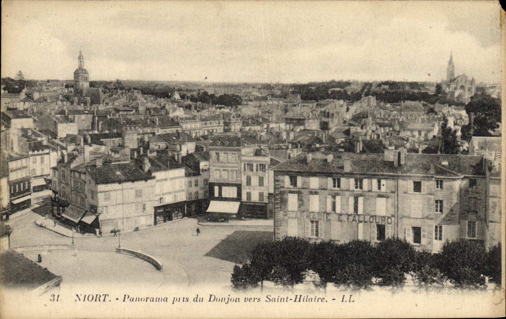 Panorama de Niort de la POSTAL de la VENDIMIA tomado de la subsistencia hacia Hilario Saint