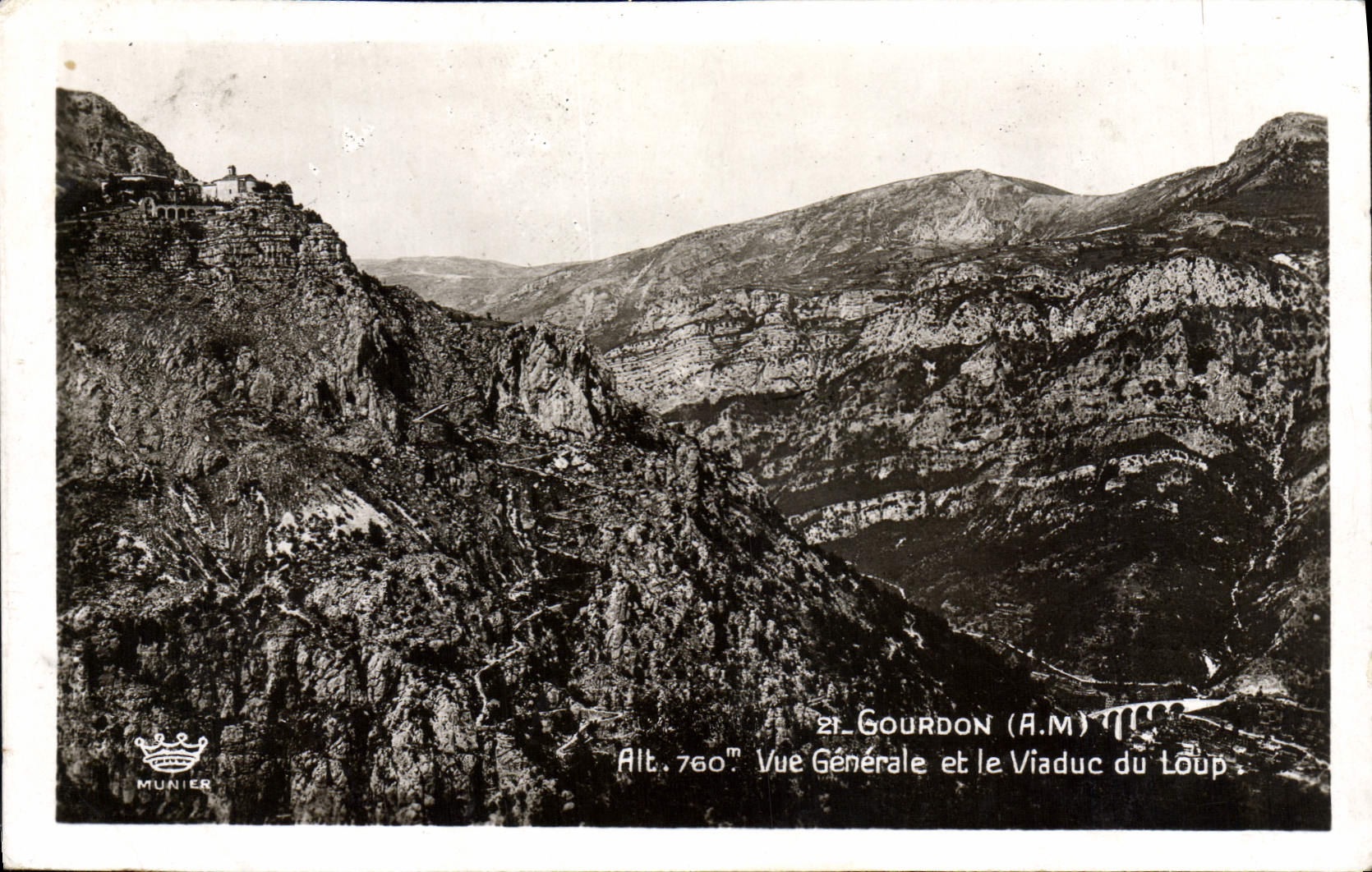 VINTAGE POSTCARD Gourdon View and the viaduct of the wolf