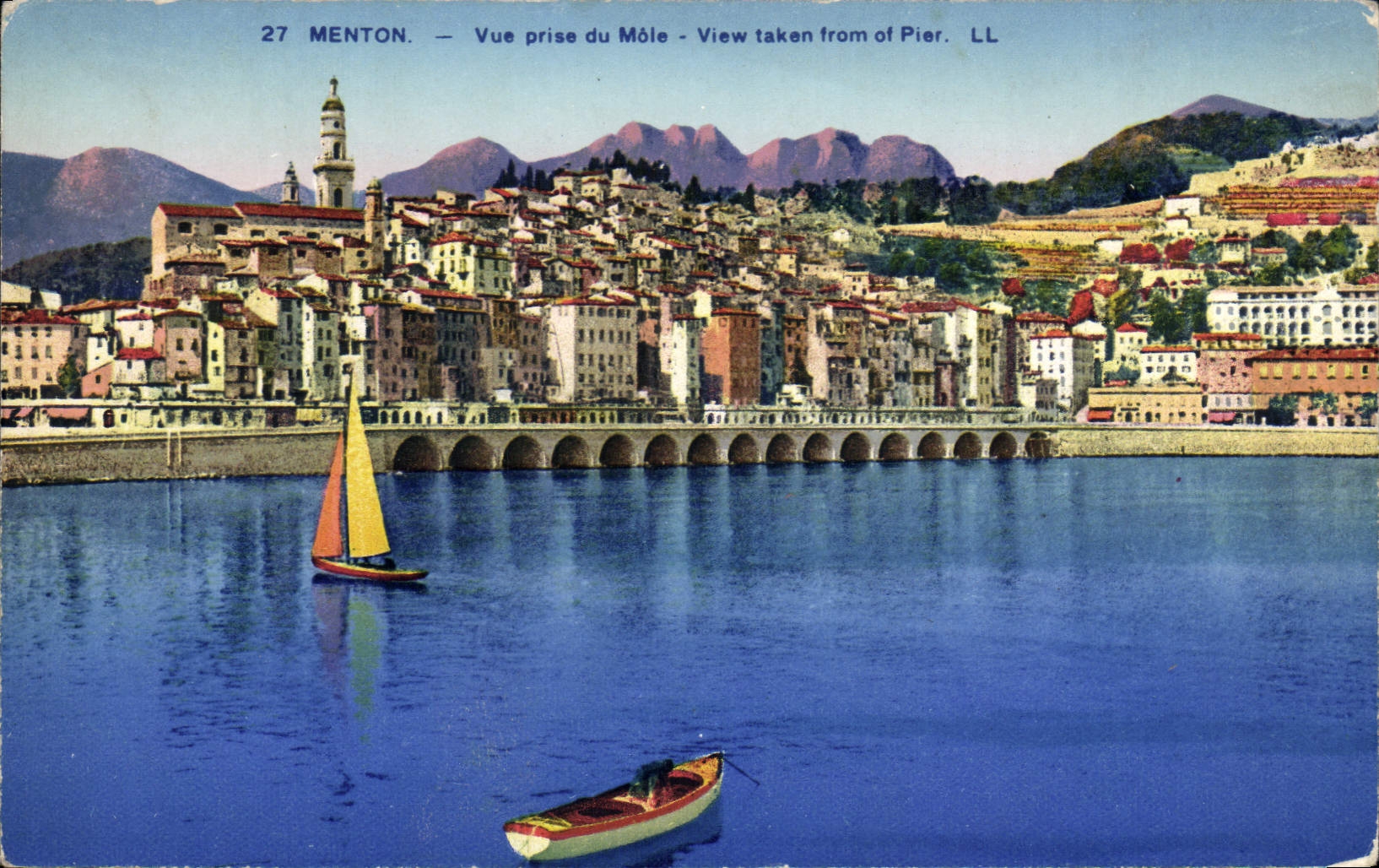 POSTAL de la VENDIMIA Menton vista del topo