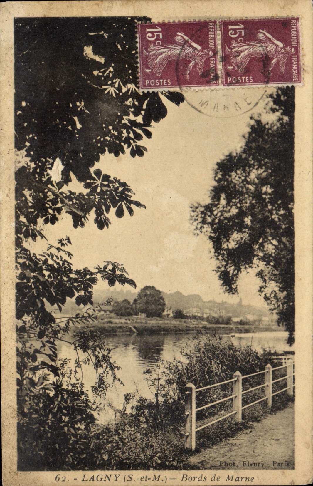 VINTAGE POSTCARD Lagny Edges of the Marne