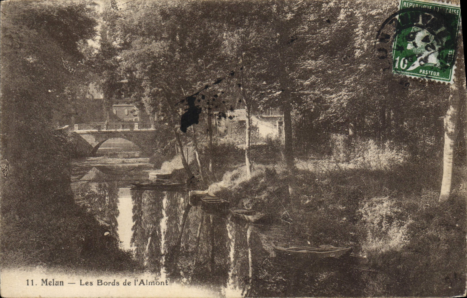 VINTAGE POSTCARD Melun Edges of Almont