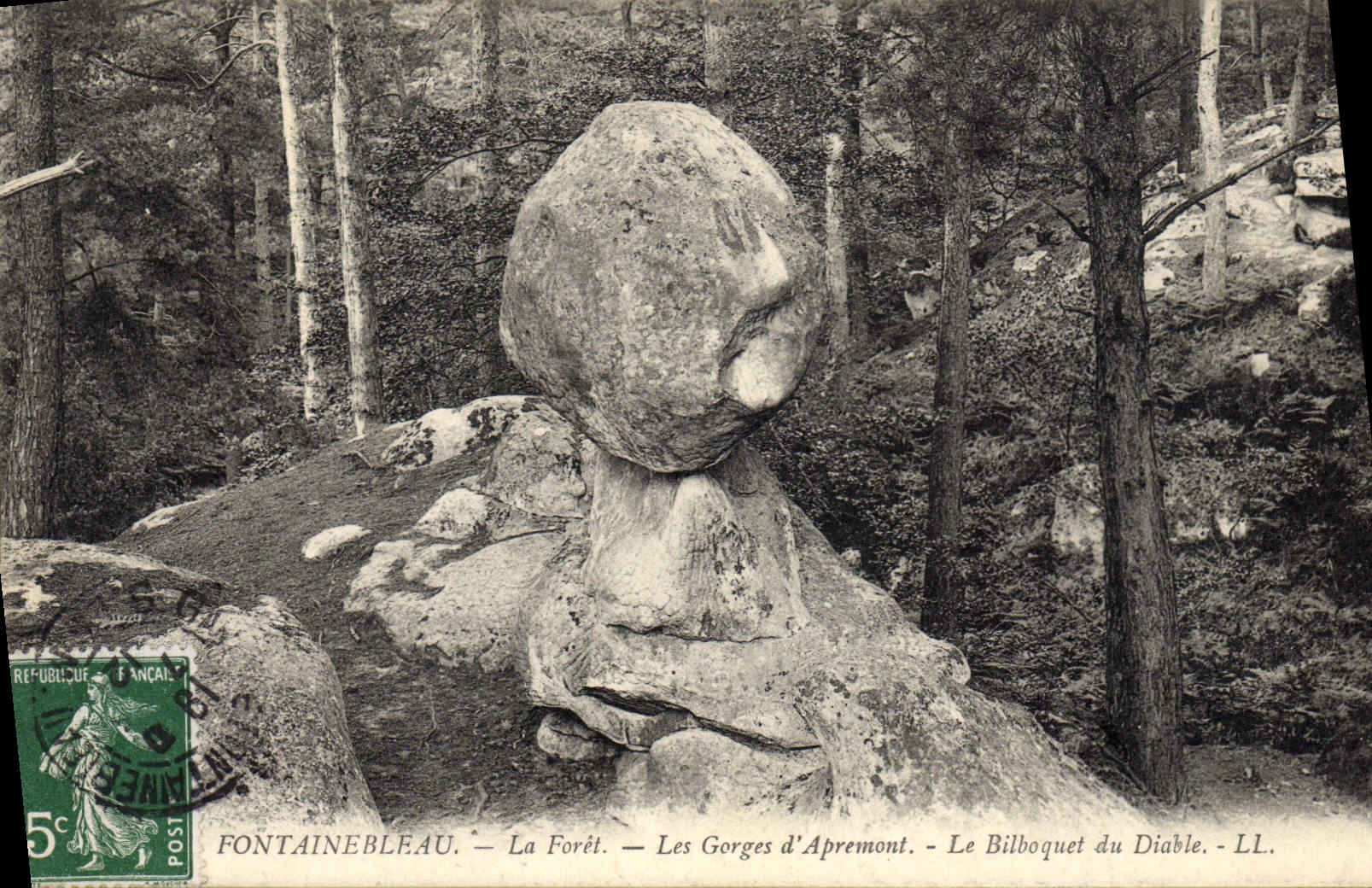 VINTAGE POSTCARD Fontainebleau the drill throats of Apremont the cup-and-ball of the devil