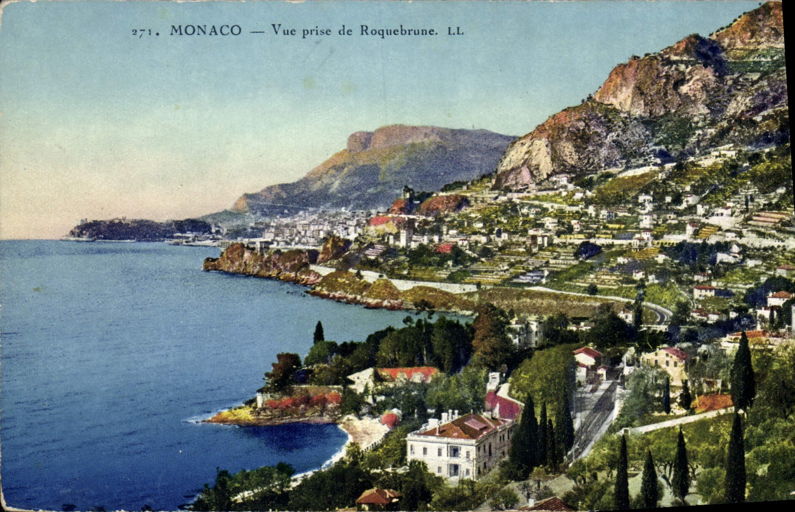 VINTAGE POSTCARD Monaco Seen from of Roquebrune