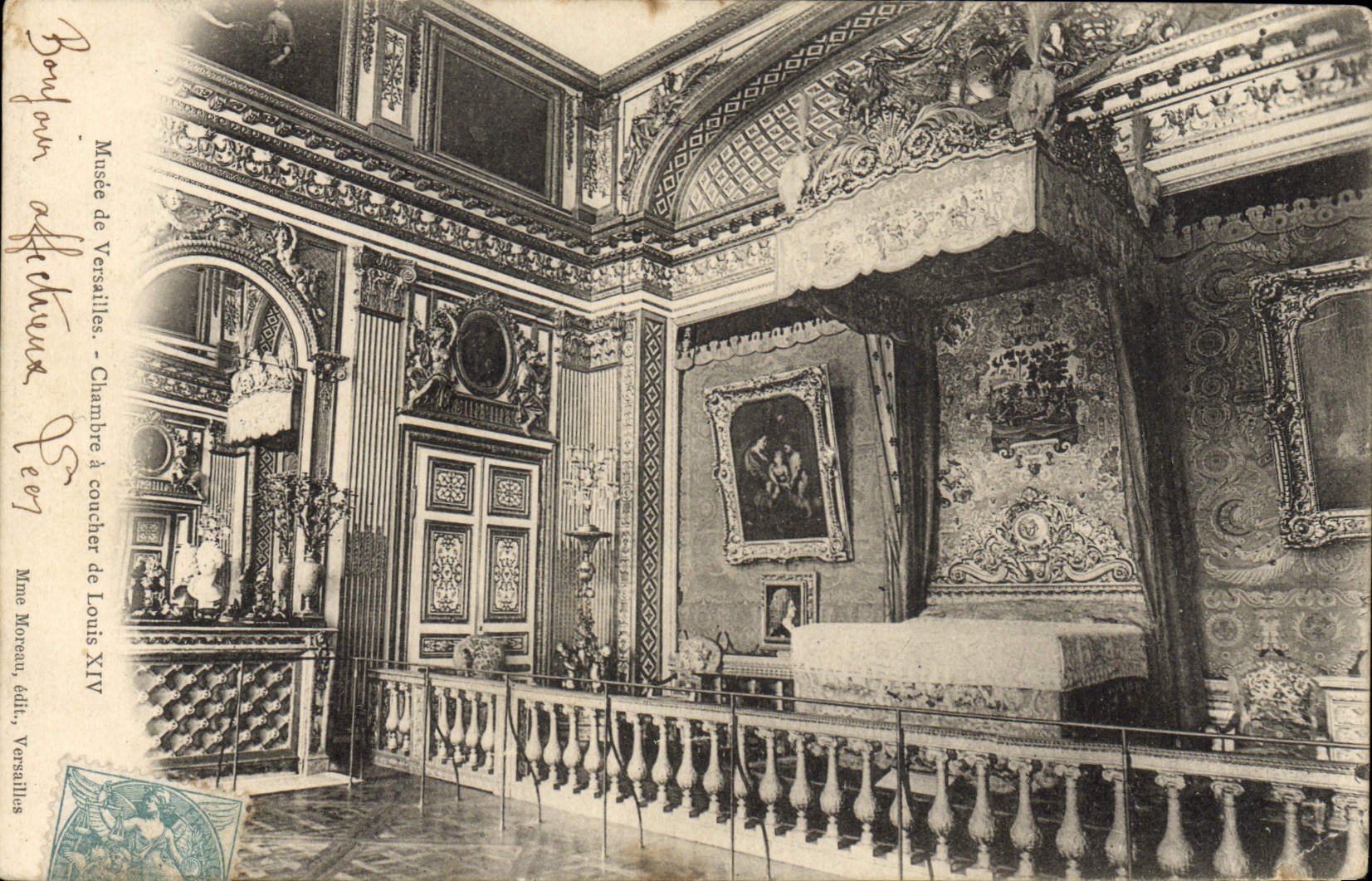 VINTAGE POSTCARD Versailles Musee Room has to sleep of Louis XIV