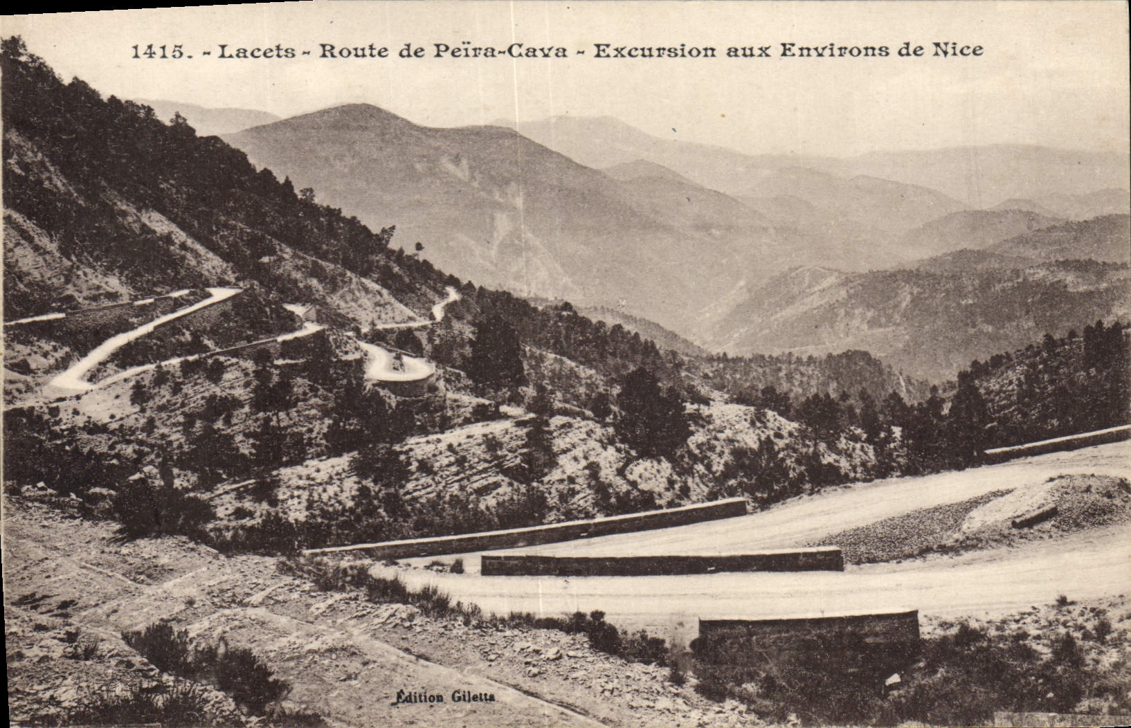 VINTAGE POSTCARD Lacets of Peira Undermined Excursion around Nice