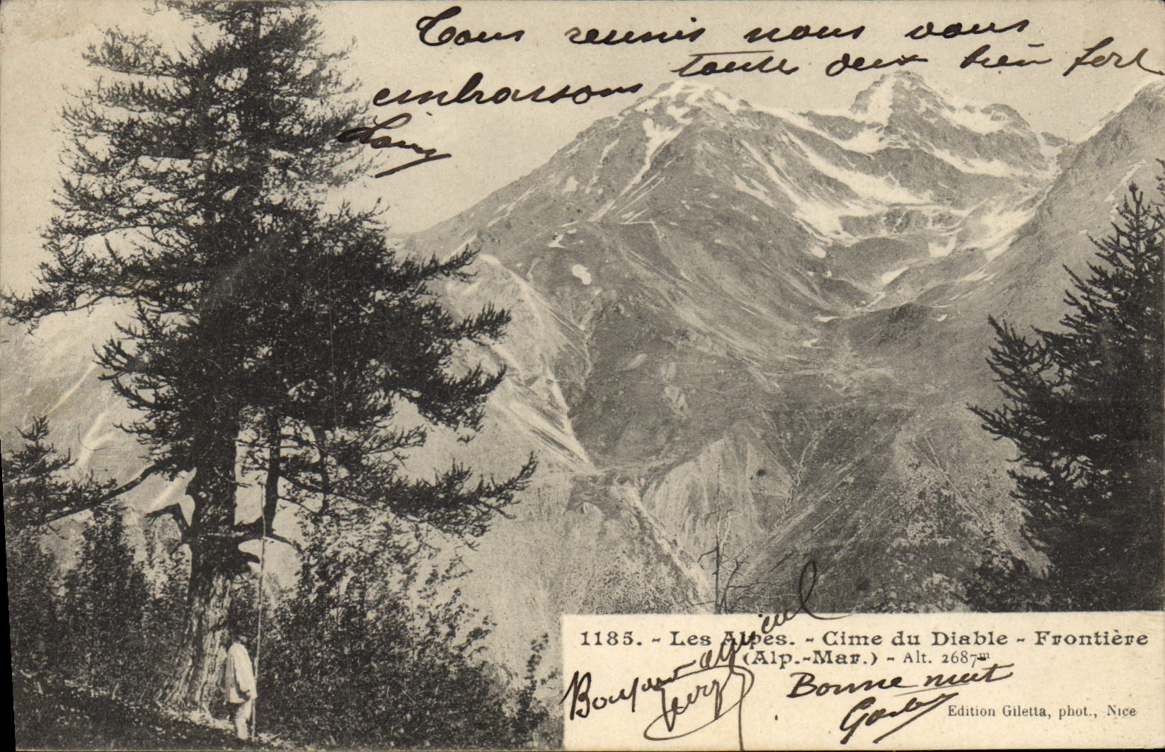 VINTAGE POSTCARD Peira Undermined Summit of the Frontiere devil