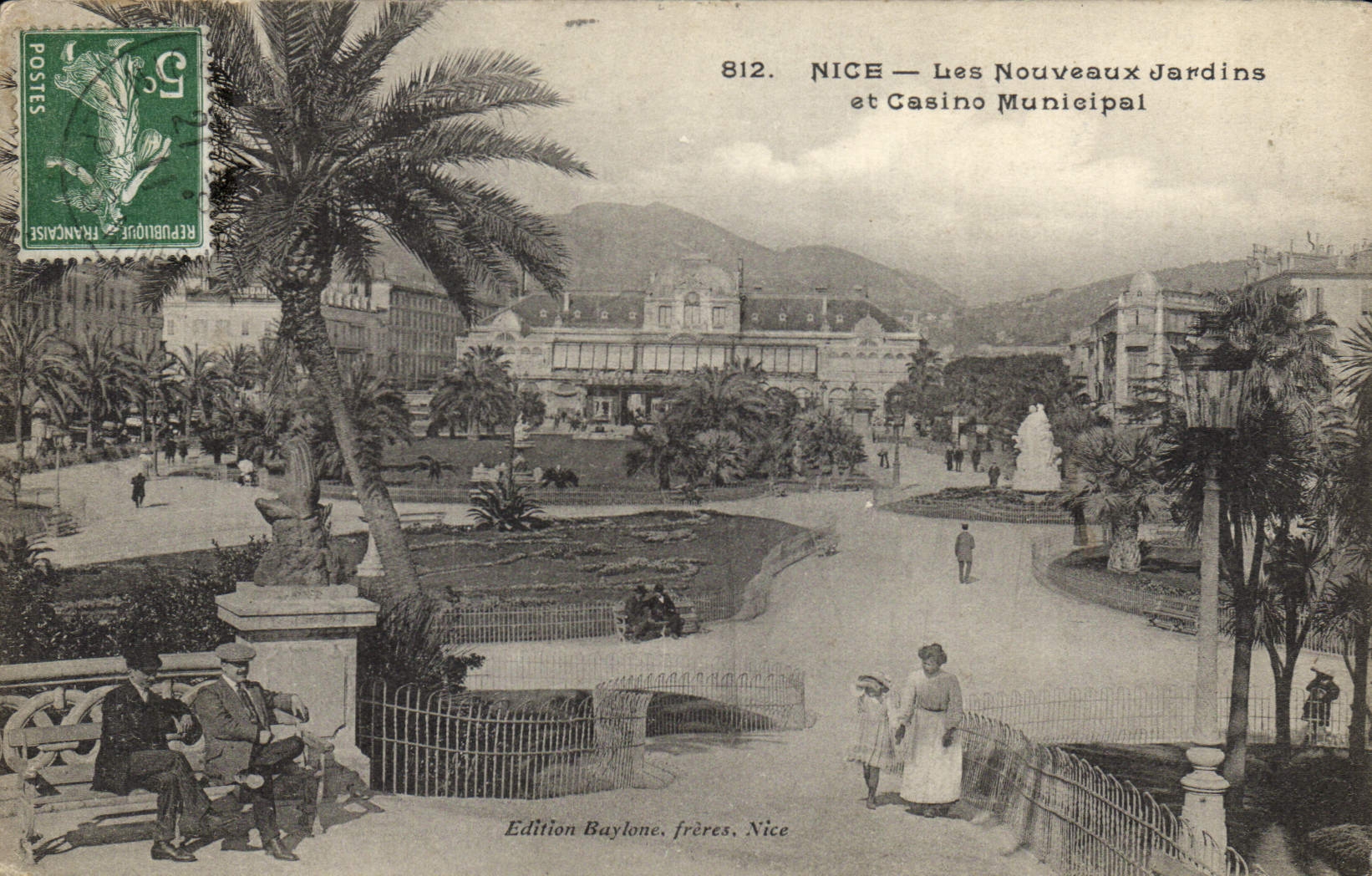 VINTAGE POSTCARD Nice New Gardens and Municipal Casino