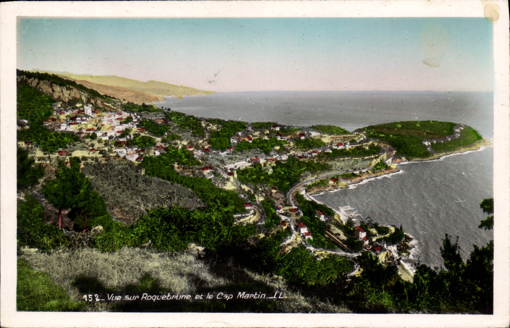 VINTAGE POSTCARD Roquebrune Seen On and the Cape Martin