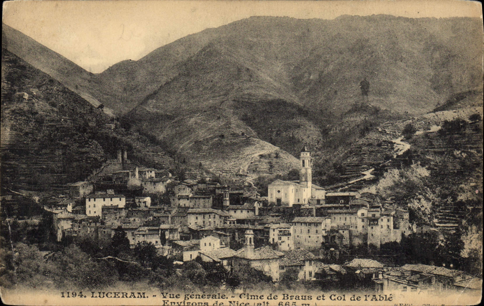 CPA Luceram Vue Generale Cime de Braus et Col de L'Able