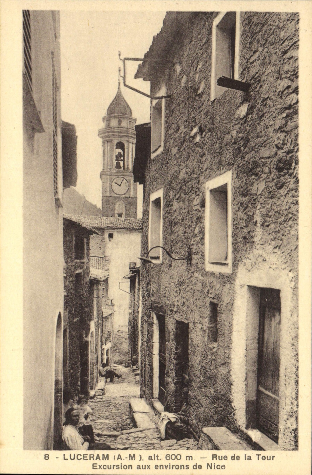 VINTAGE POSTCARD Luceram Street of the Tower Excursions around Nice