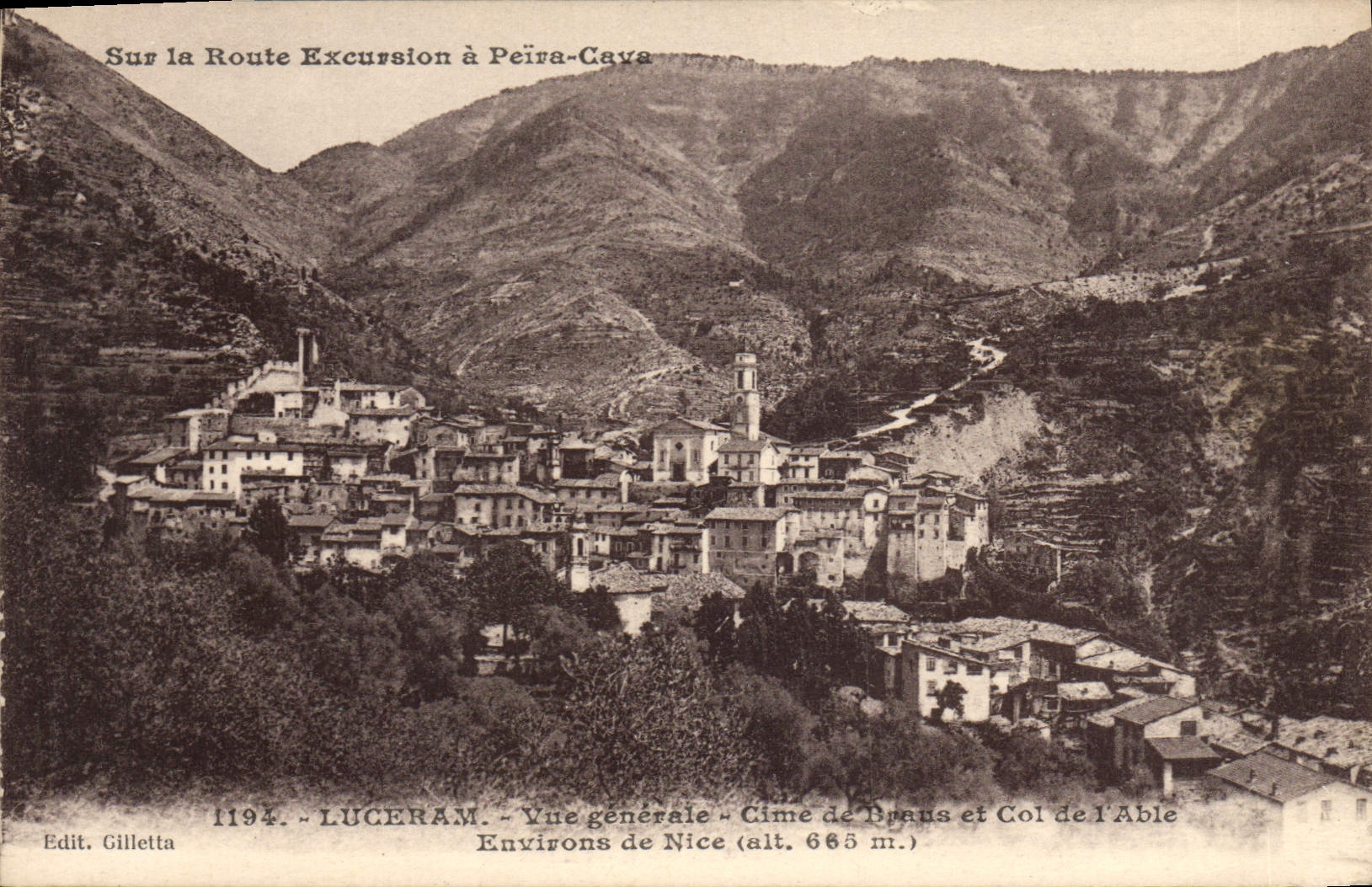 CPA Luceram Vue Generale Cime de Braus et col de l'Abbe Environs de Nice