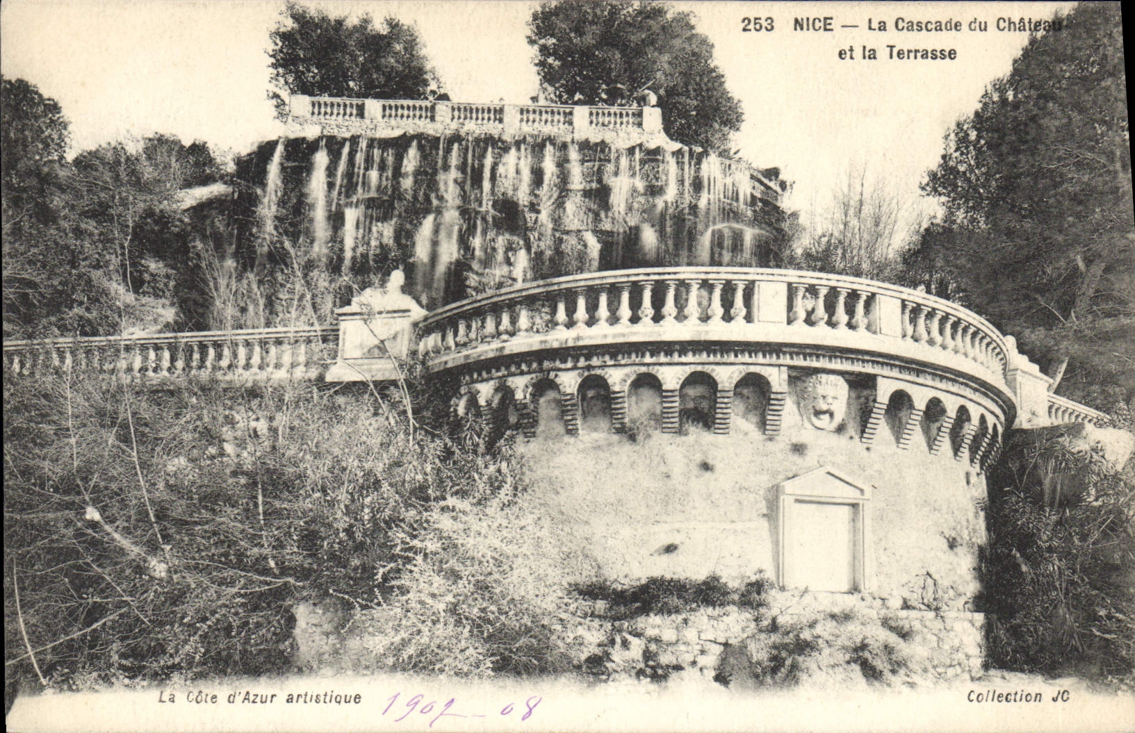 VINTAGE POSTCARD Nice the Cascade of the Castle and the terrace