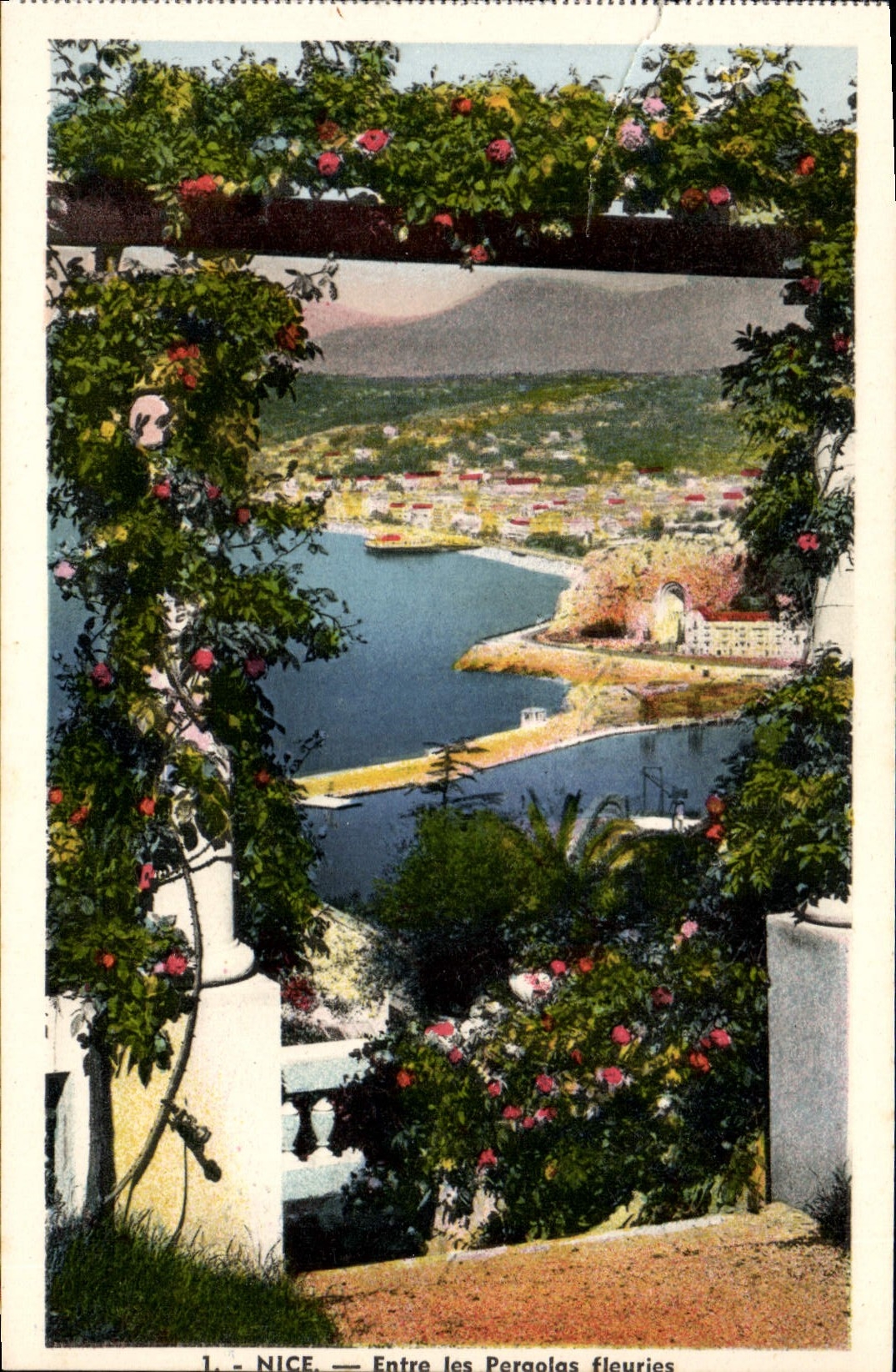 VINTAGE POSTCARD Nice Enters the flowered Pergolas