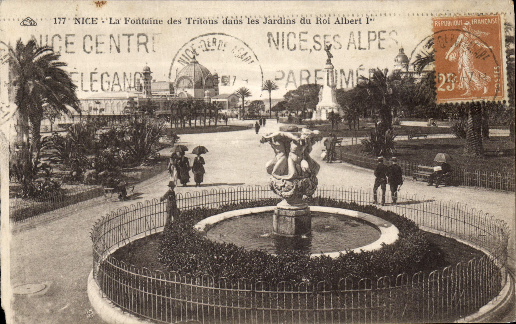 VINTAGE POSTCARD Nice the Fountain of the Tritons in the Gardens of King Albert 1st
