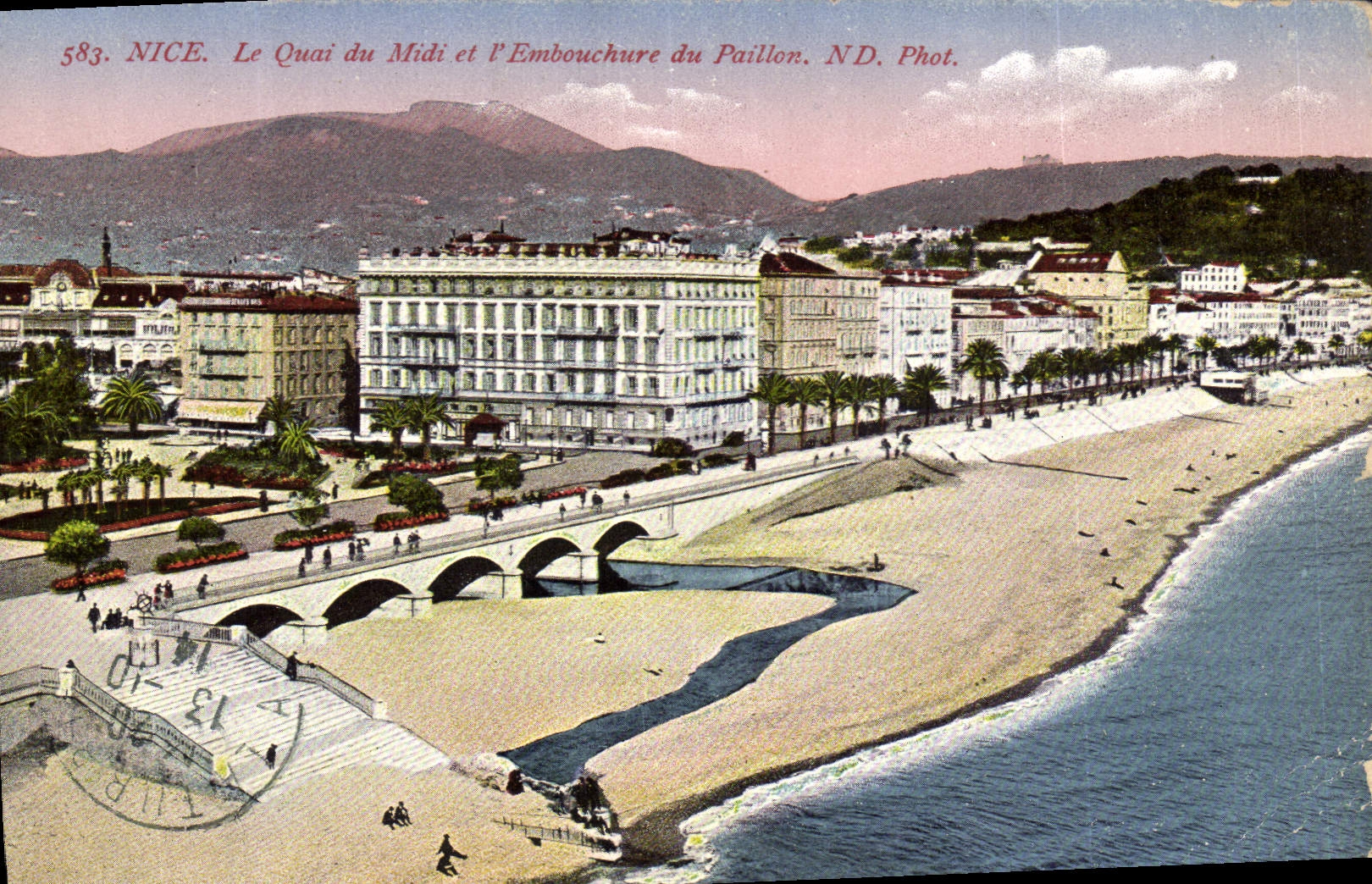 POSTAL de la VENDIMIA Niza el Quay del sur y del Embouchere de la lentejuela