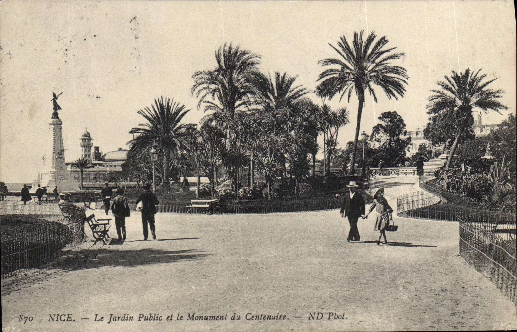 VINTAGE POSTCARD Nice the Public garden and the Monument of the Centenary
