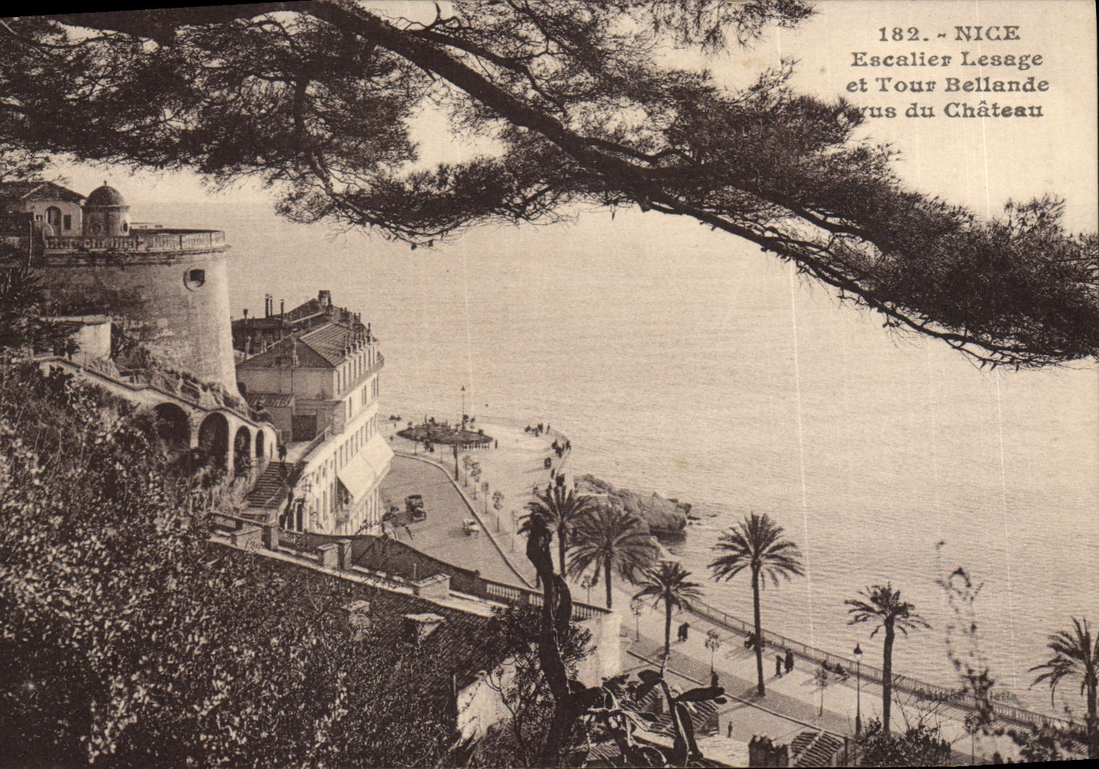 CPA Nice Escalier Lesage et Tour Bellande Vus du Chateau