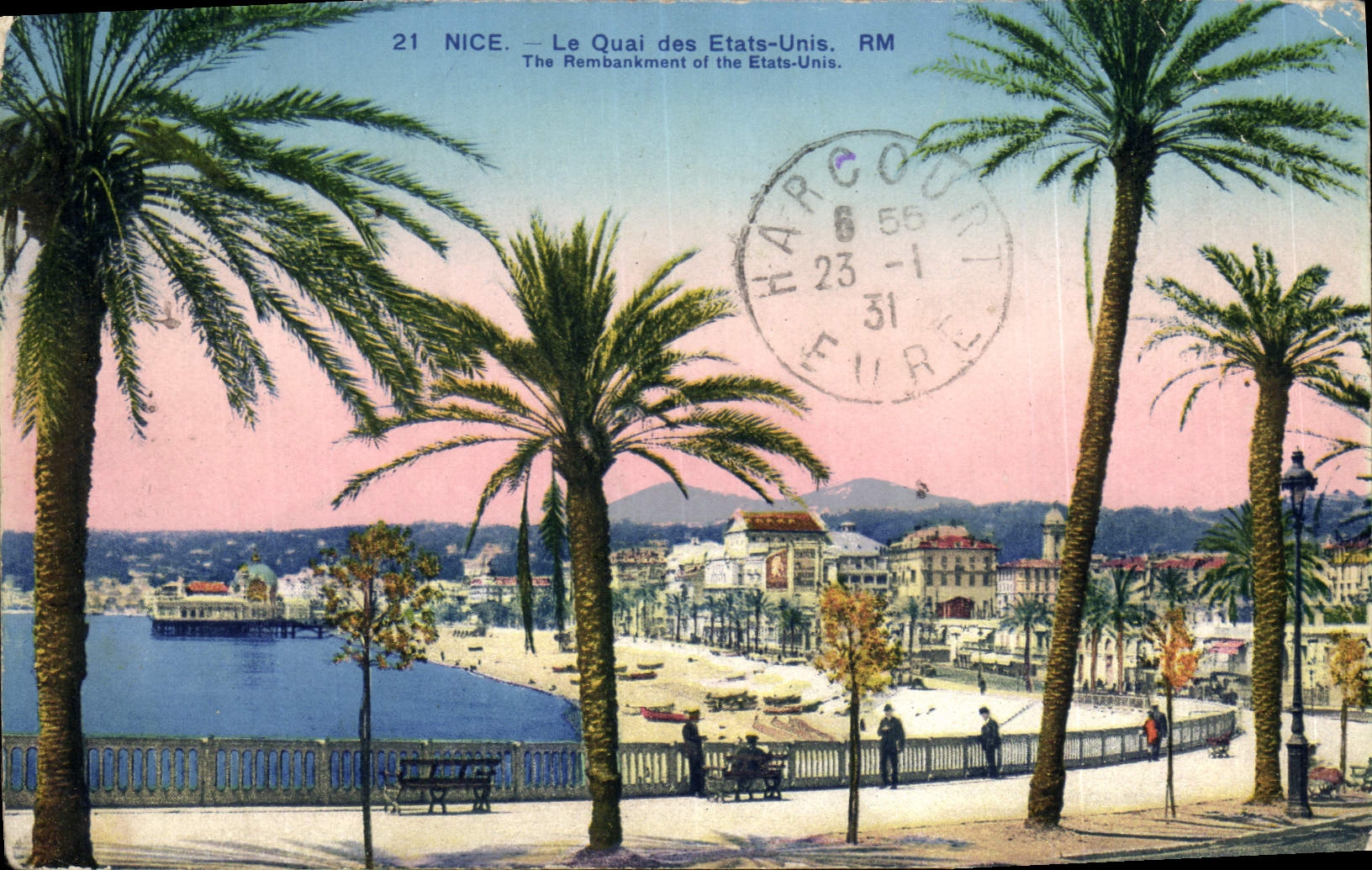 POSTAL de la VENDIMIA Niza el Quay de los Estados Unidos