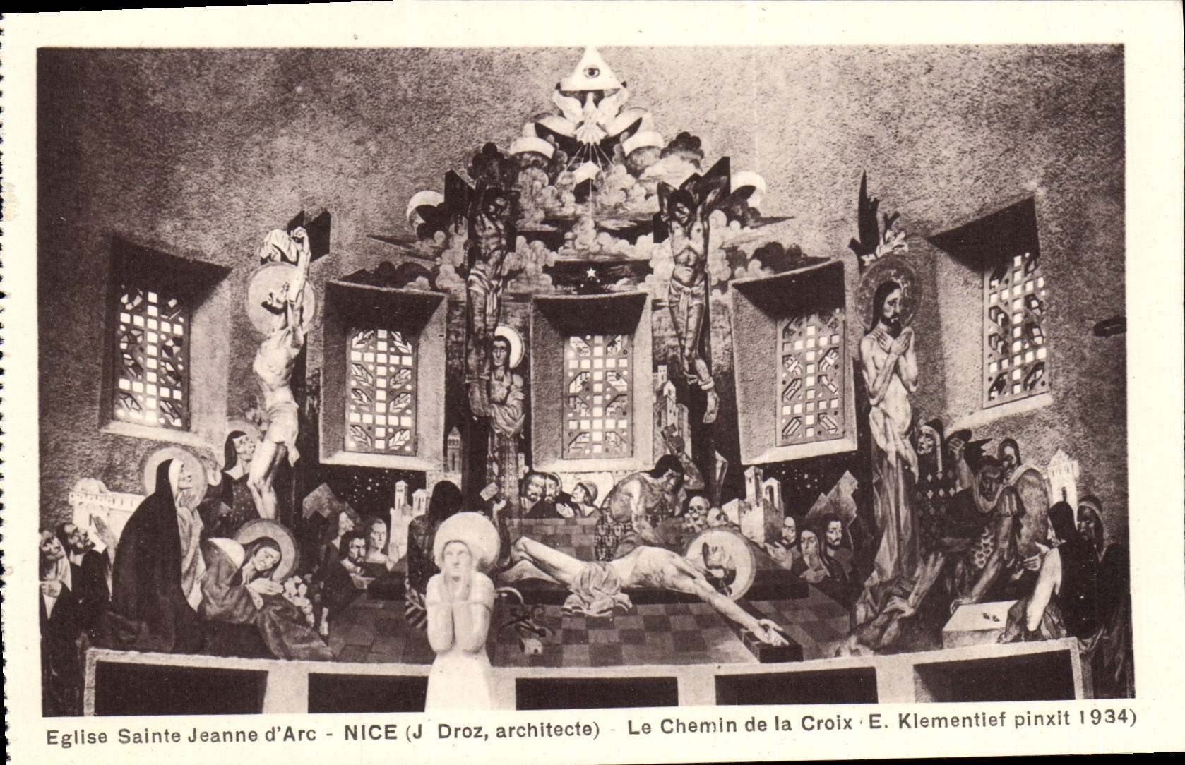 POSTAL de la VENDIMIA Niza la manera del arco cruzado del d de Jeanne de la iglesia Sainte