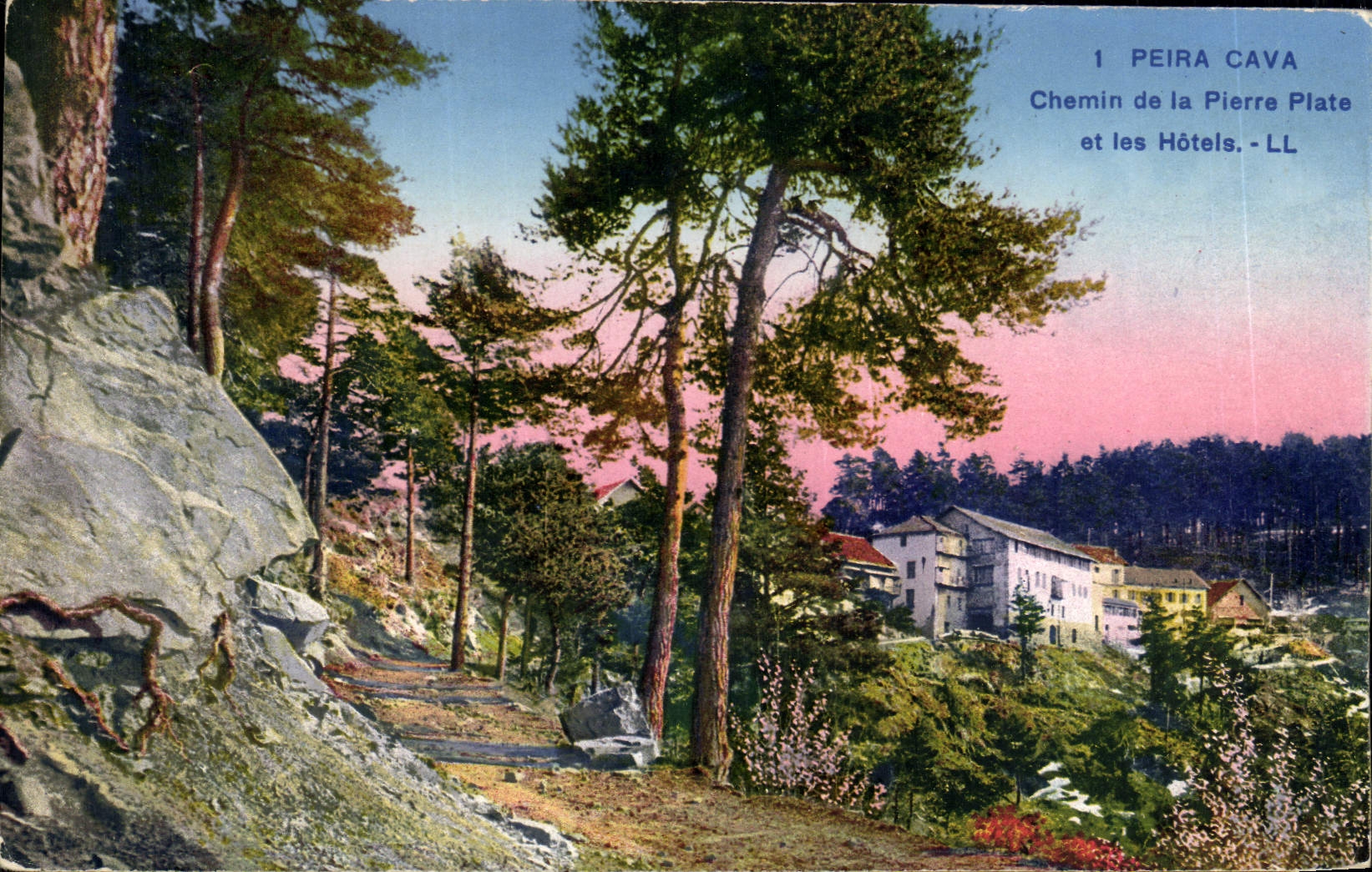 VINTAGE POSTCARD Peira Undermined Way of Pierre Plate and the hotels