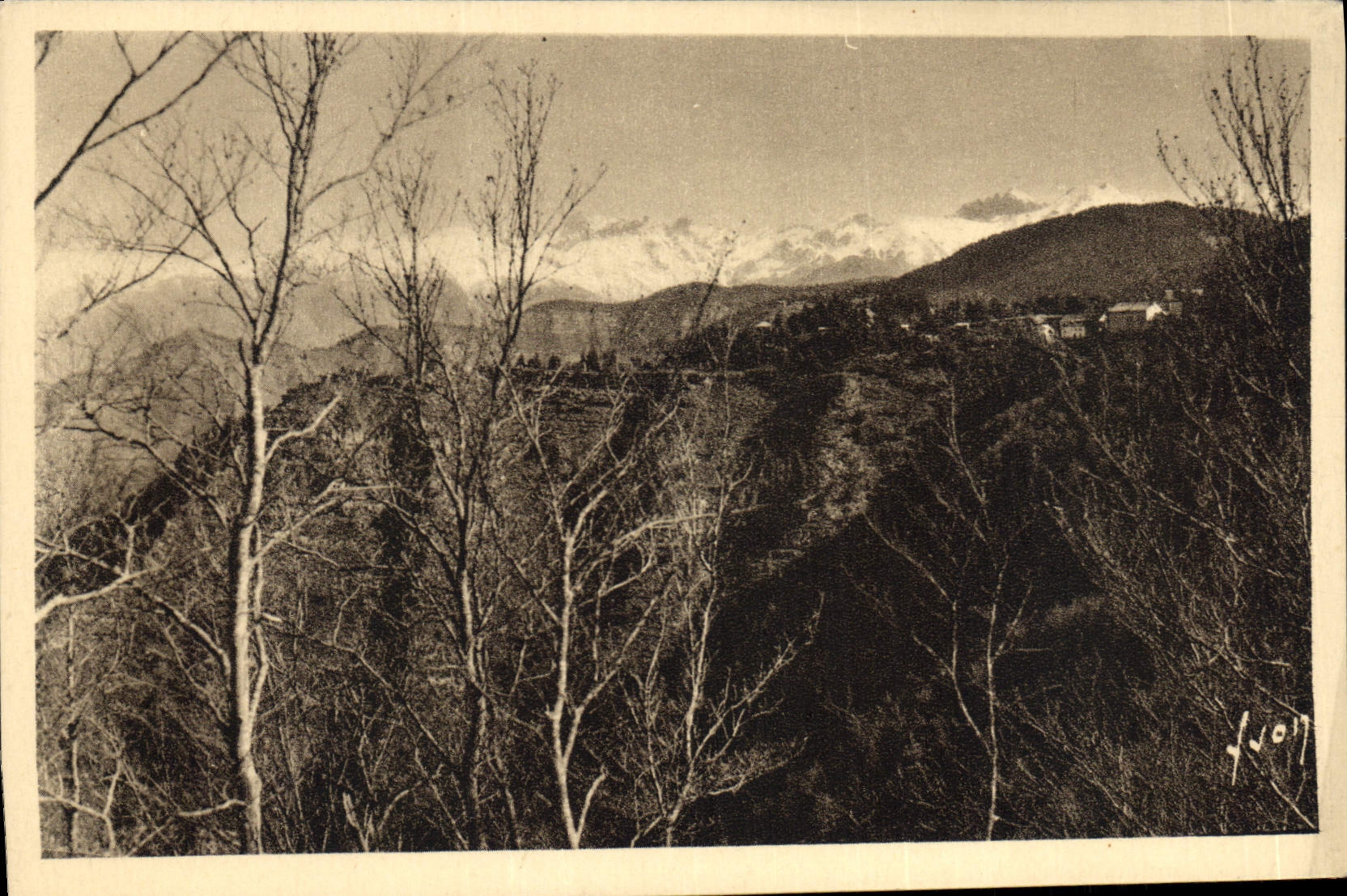 VINTAGE POSTCARD Peira Undermined and the Alpine range