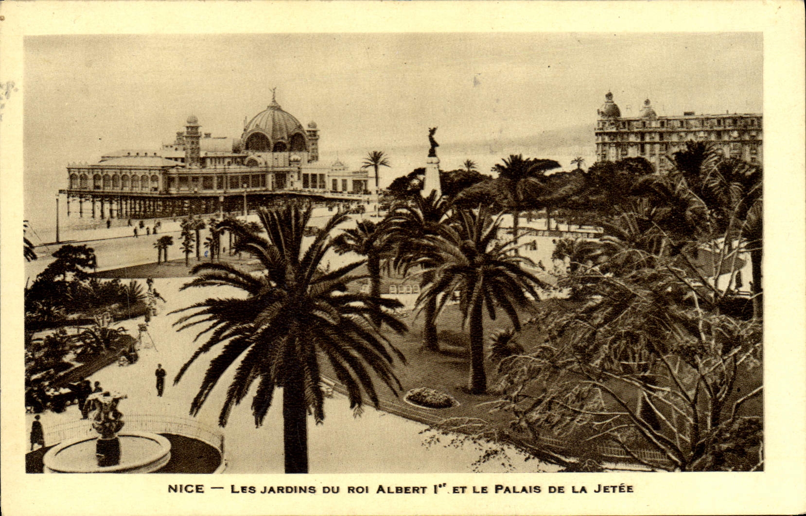 VINTAGE POSTCARD Nice Gardens Of King Albert 1st and the palate of the pier