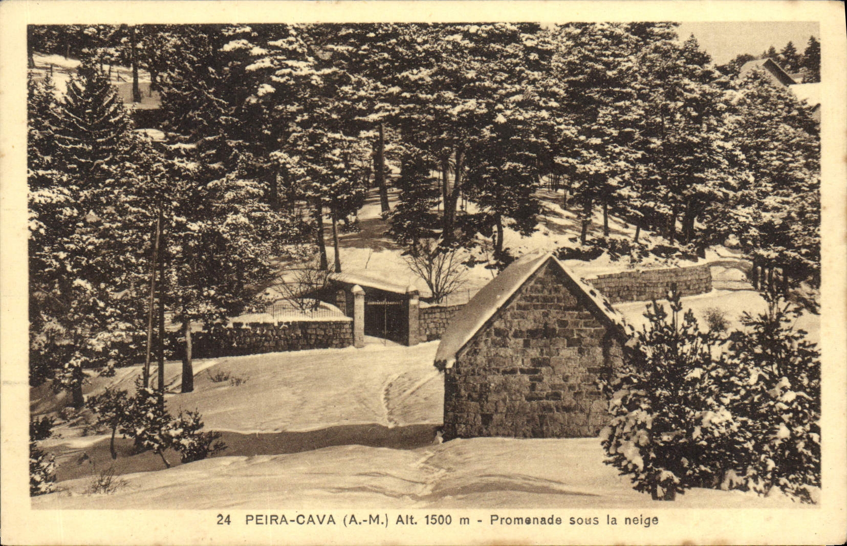 VINTAGE POSTCARD Peira Undermined Walk Under Snow