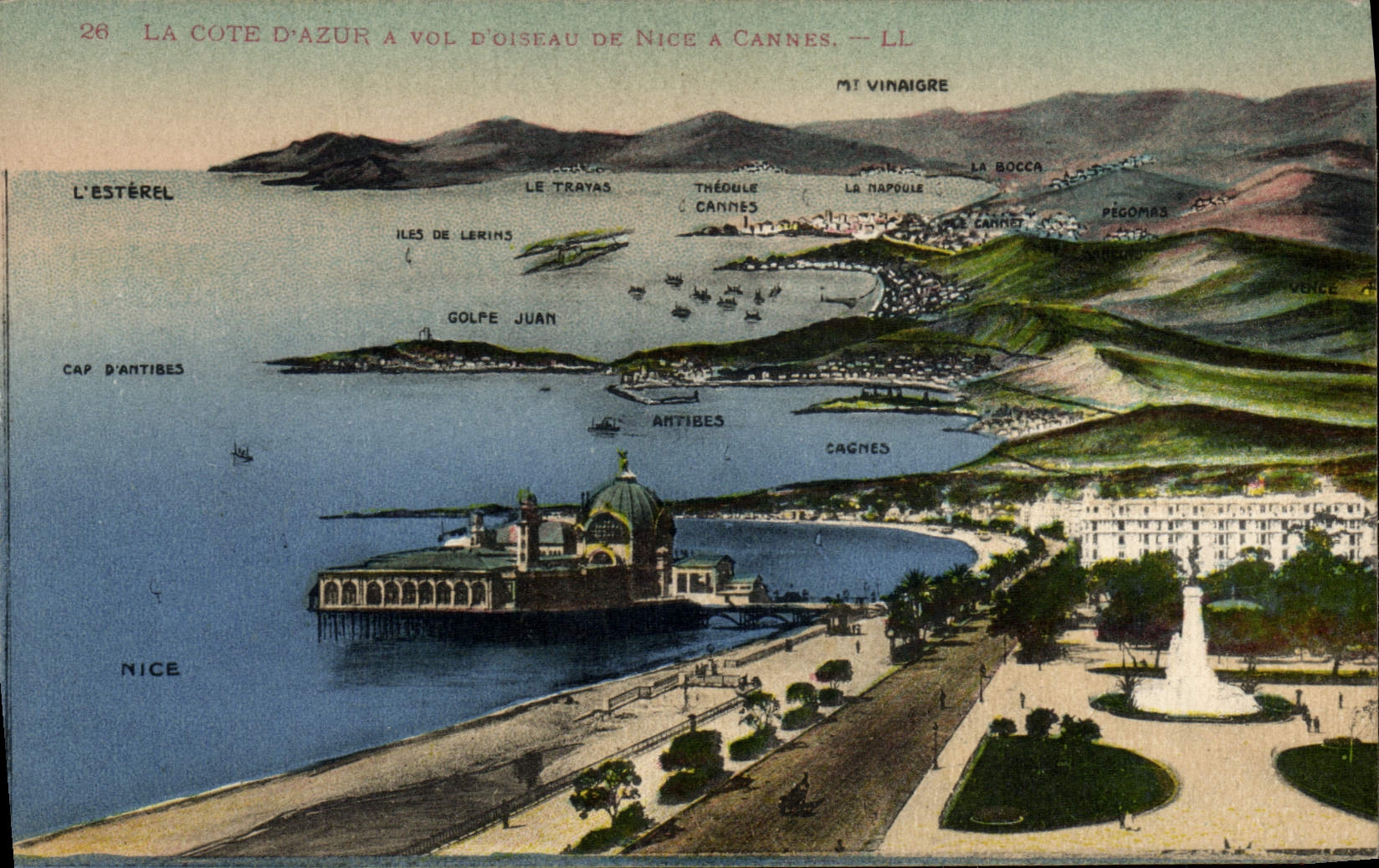 La POSTAL de la VENDIMIA Niza tiene Canne mientras que el cuervo vuela