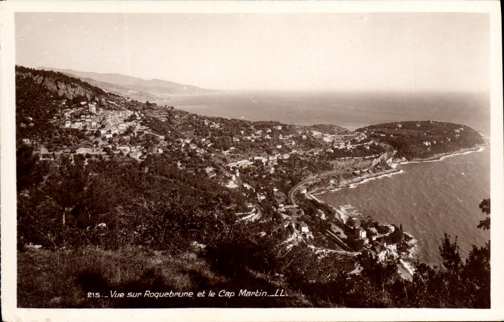 VINTAGE POSTCARD Seen on Roqeubrune and the Cape Martin